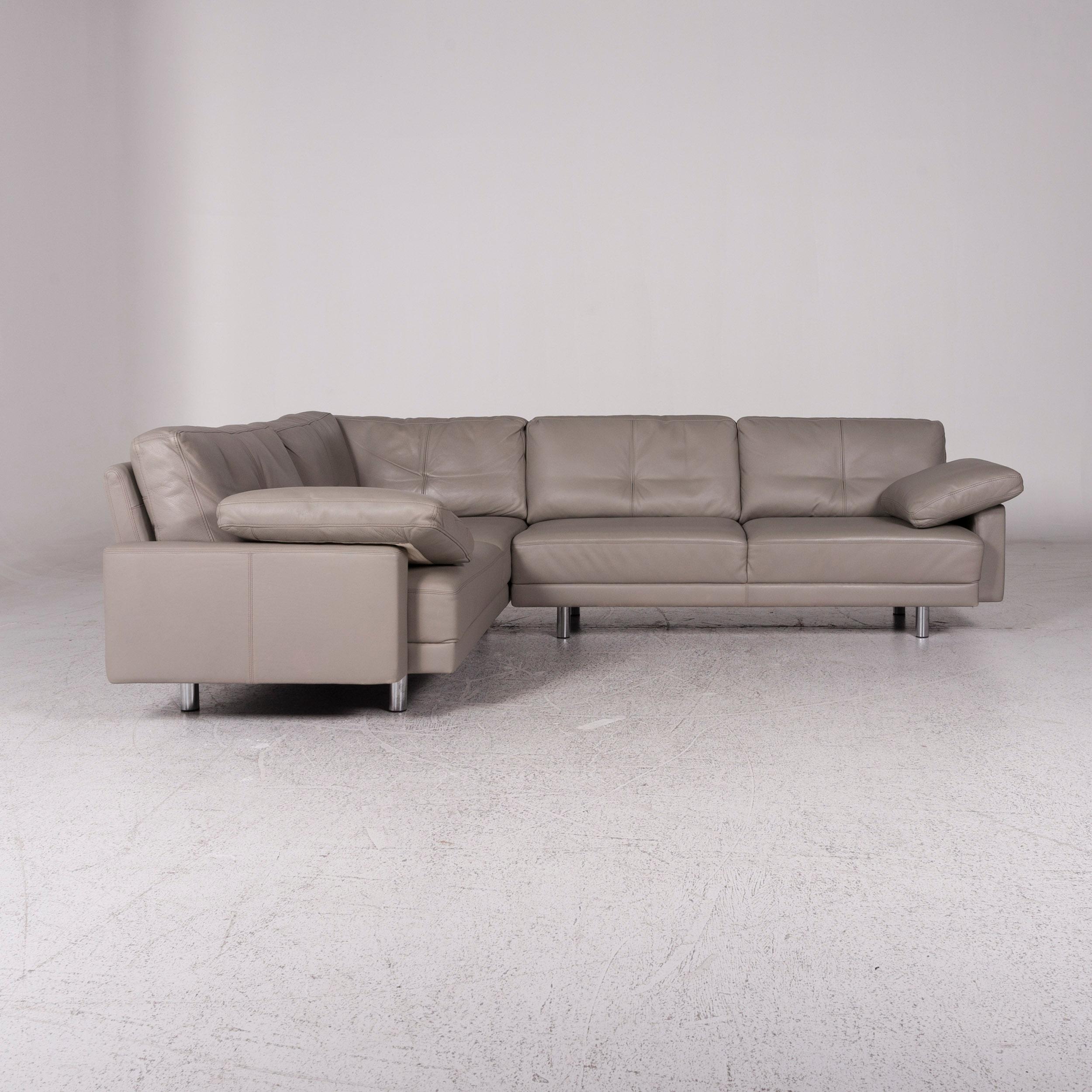Brühl & Sippold Leather Corner Sofa Gray Sofa Couch For Sale 4