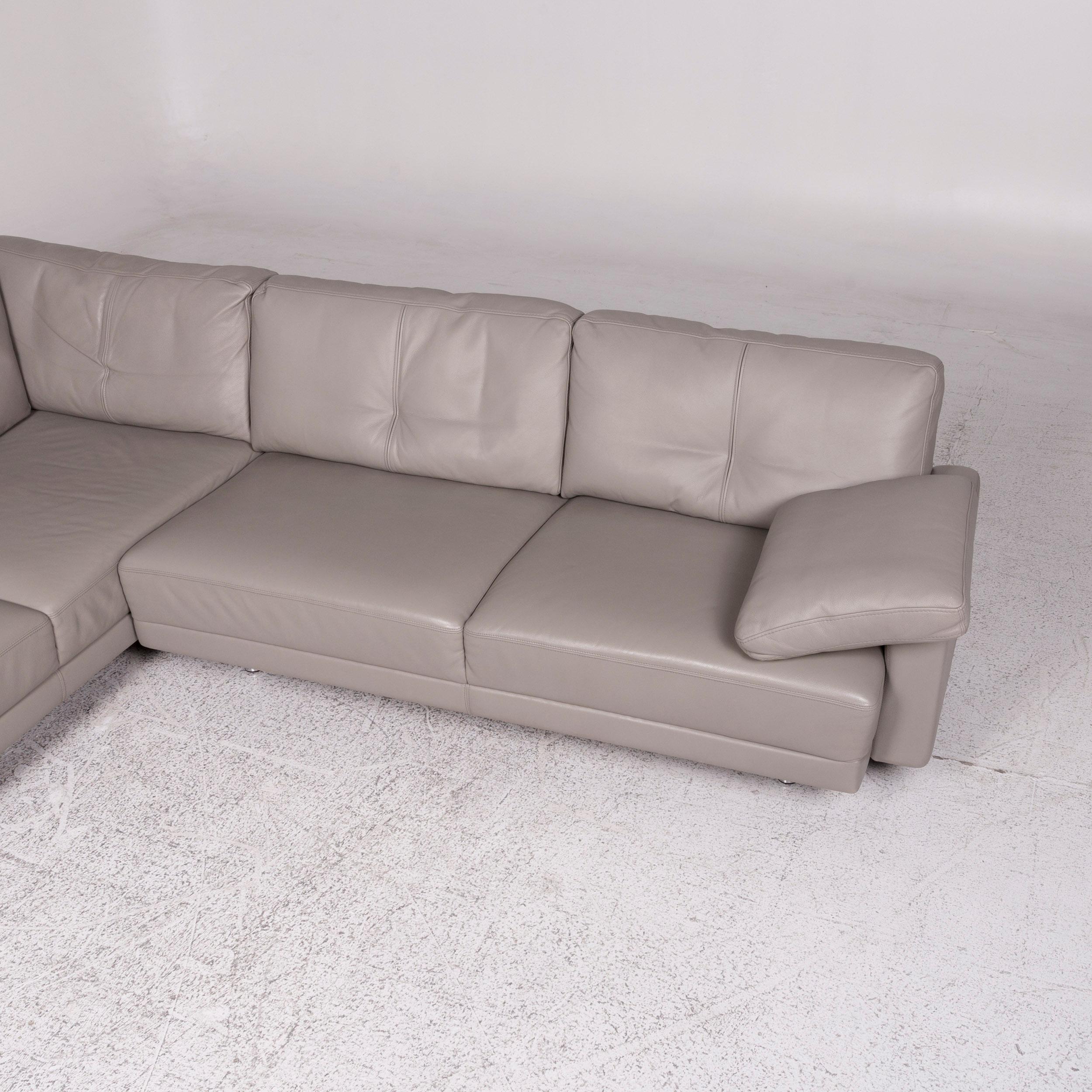 Brühl & Sippold Leather Corner Sofa Gray Sofa Couch For Sale 1