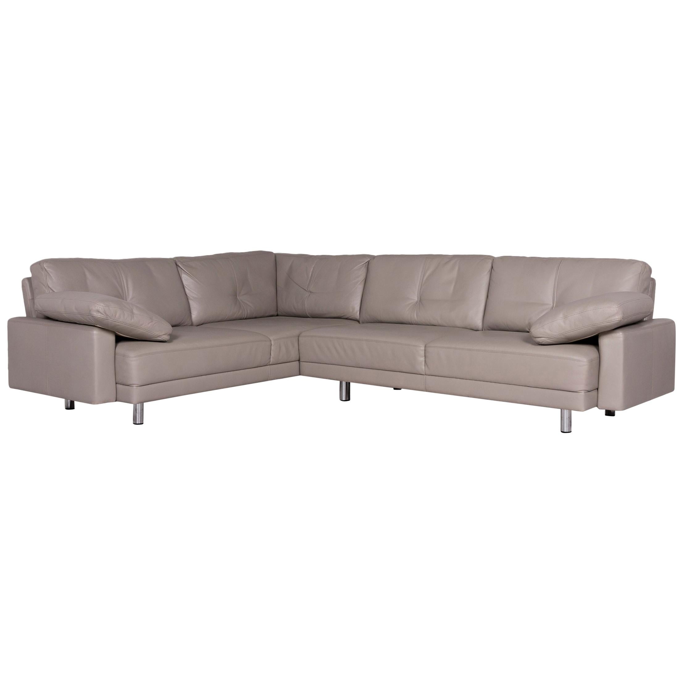 Brühl & Sippold Leather Corner Sofa Gray Sofa Couch For Sale