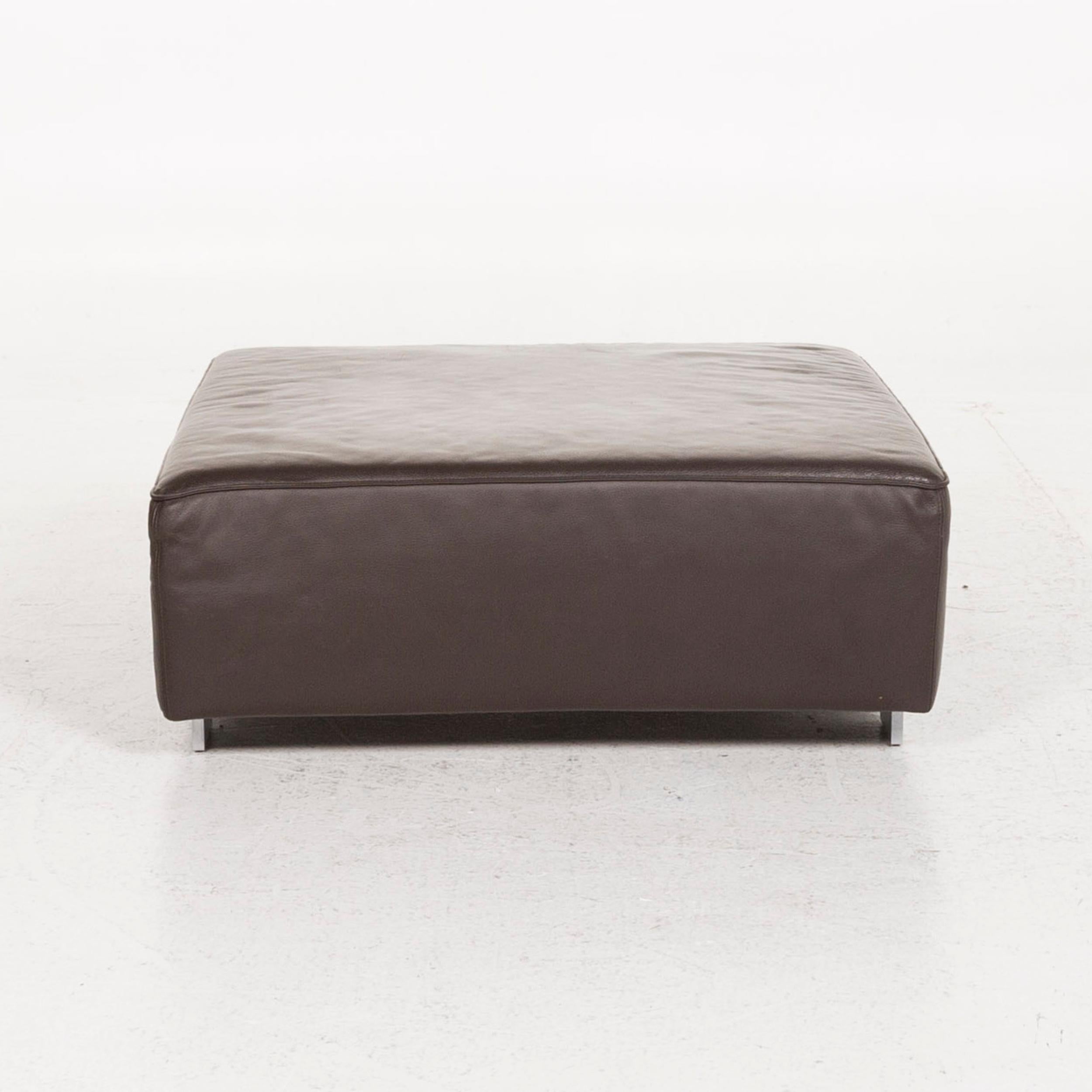 Brühl & Sippold Leather Corner Sofa Set Brown Dark Brown 1 Corner Sofa 1 Stool For Sale 7