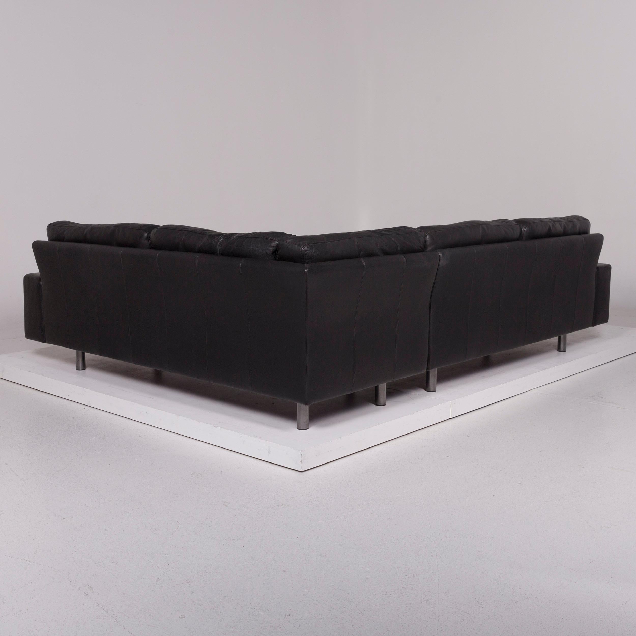 Brühl & Sippold Leather Sofa Black Corner Sofa 3