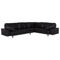 Brühl & Sippold Leather Sofa Black Corner Sofa