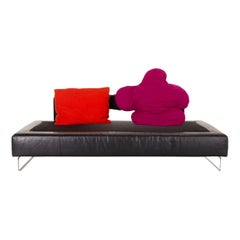 Brühl & Sippold Leather Sofa Black Four-Seater Couch
