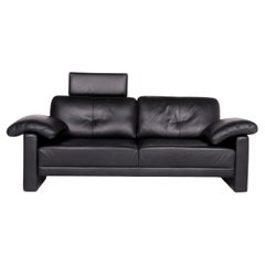 Brühl & Sippold Leather Sofa Black Real Leather Three-Seater Couch
