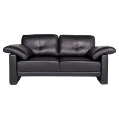 Brühl & Sippold Leather Sofa Black Real Leather Two-Seater Couch