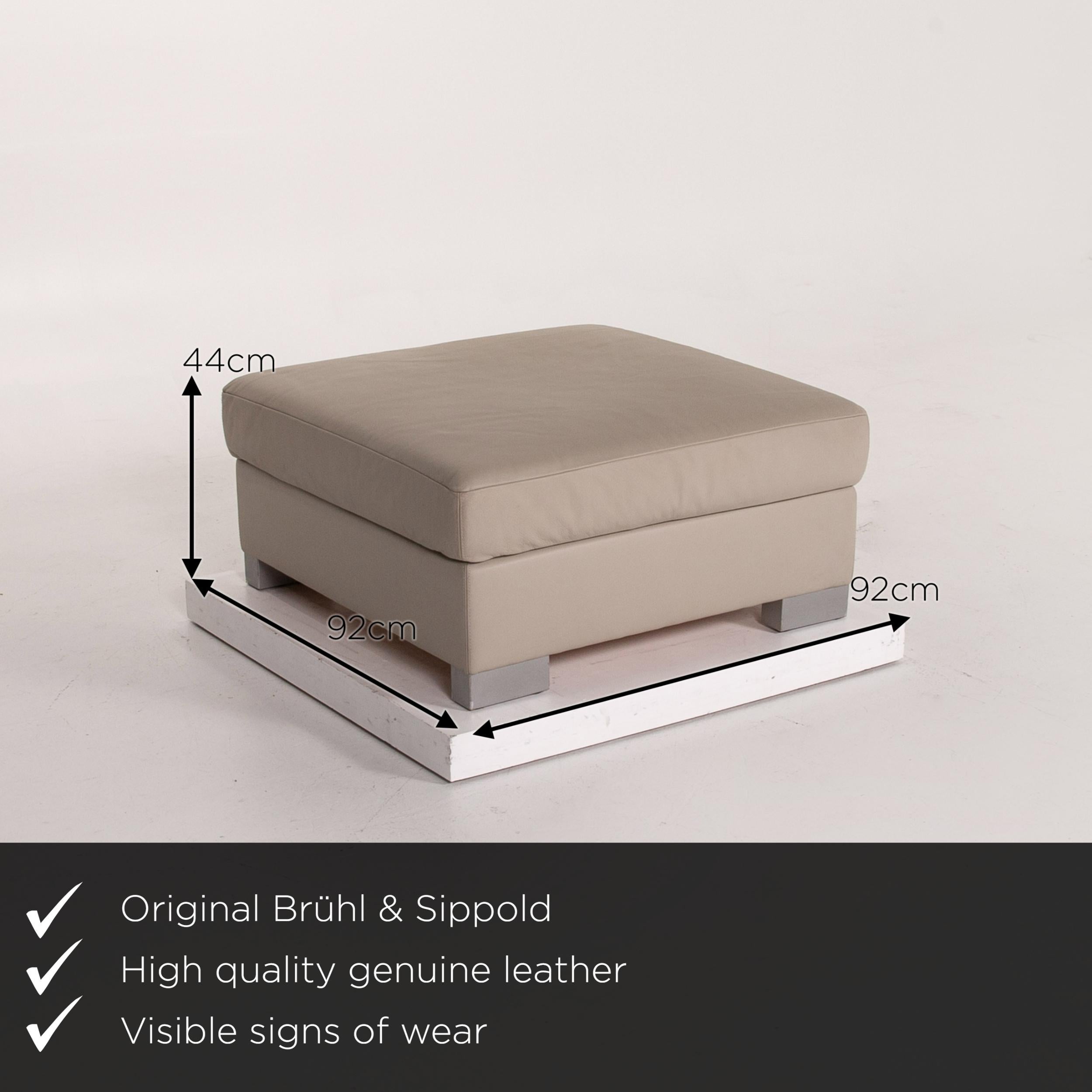Modern Brühl & Sippold Leather Sofa Set Gray Gray Beige 1 Three-Seat 1 Stool For Sale