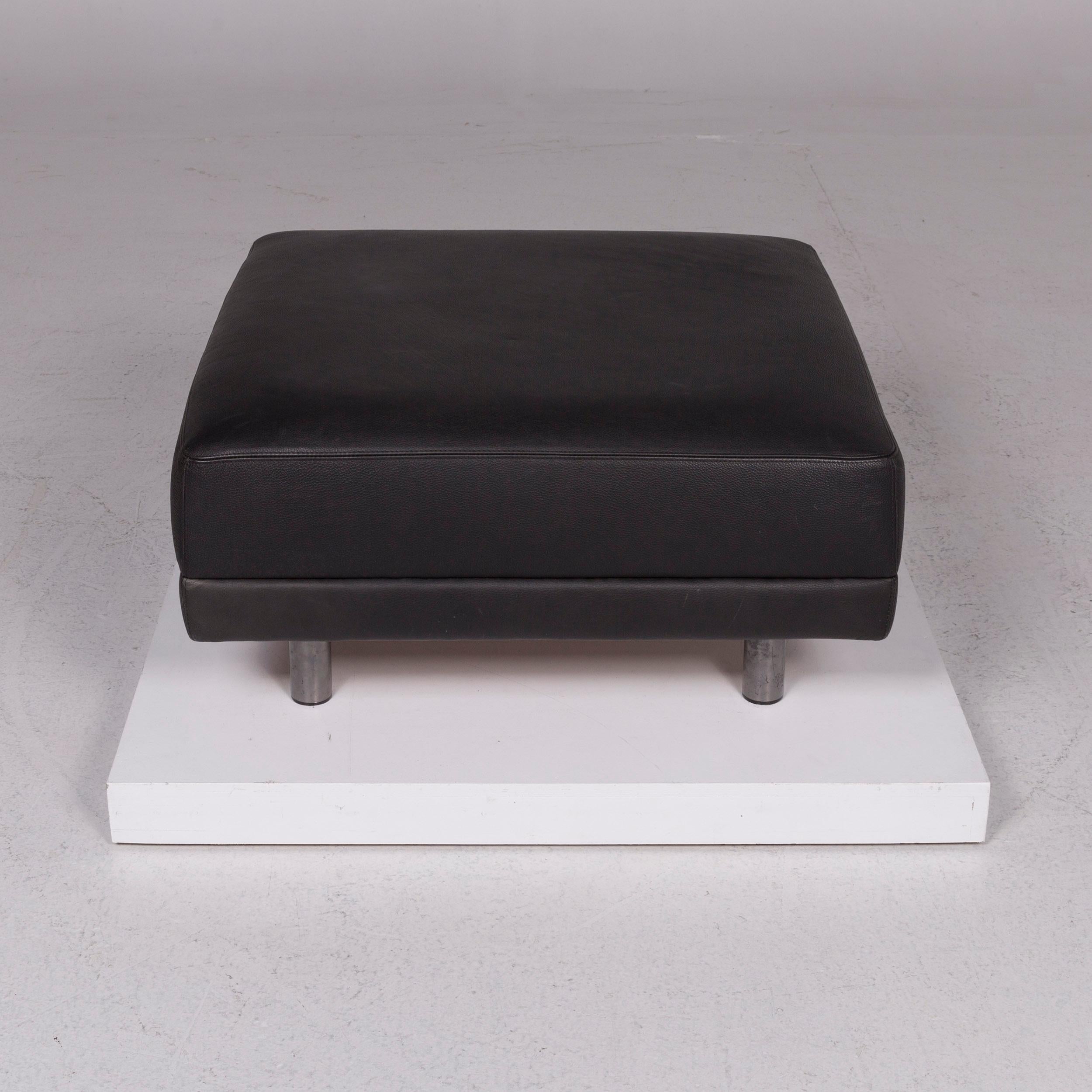 Brühl & Sippold Leather Stool Black In Good Condition For Sale In Cologne, DE