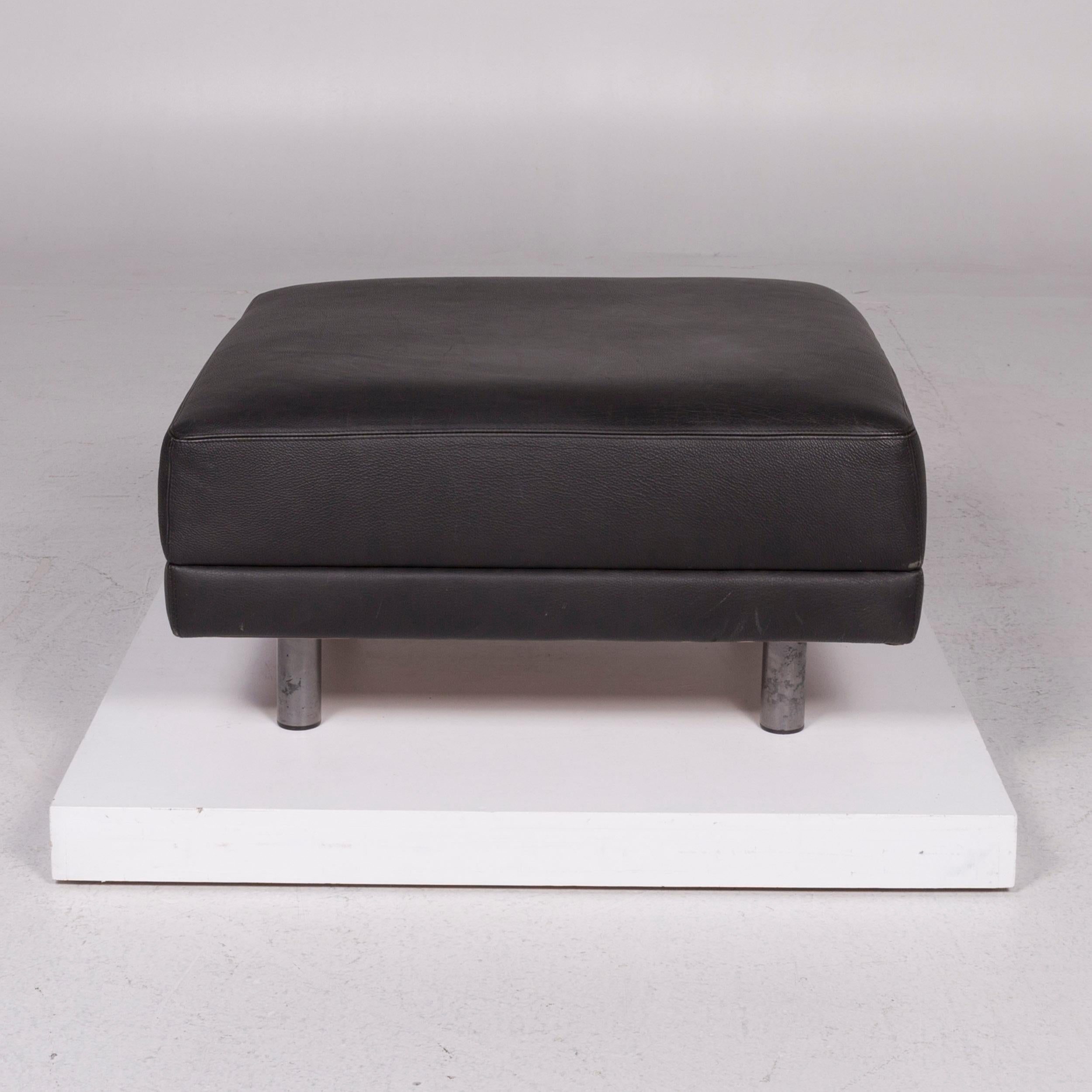 Brühl & Sippold Leather Stool Black For Sale 1