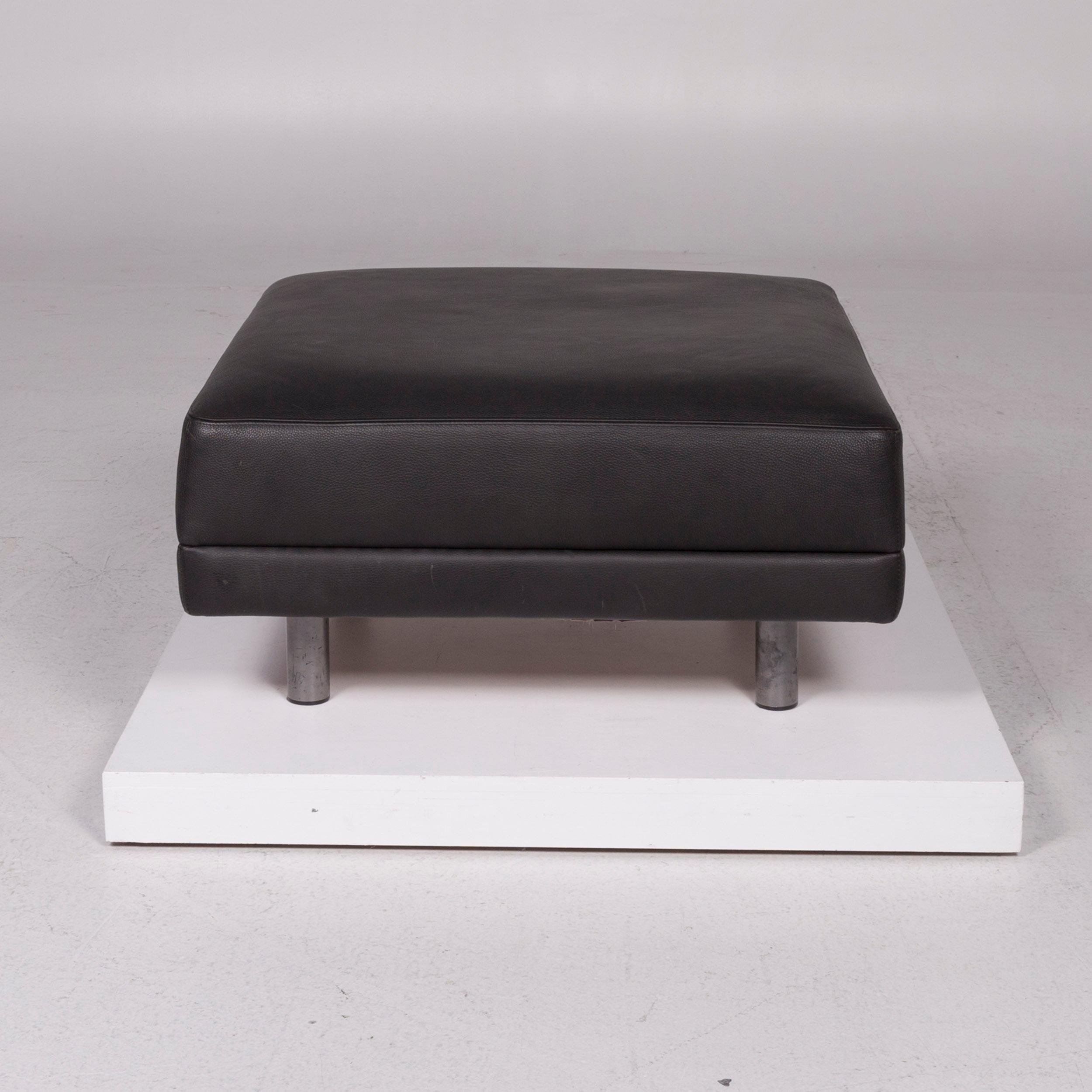 Brühl & Sippold Leather Stool Black For Sale 2