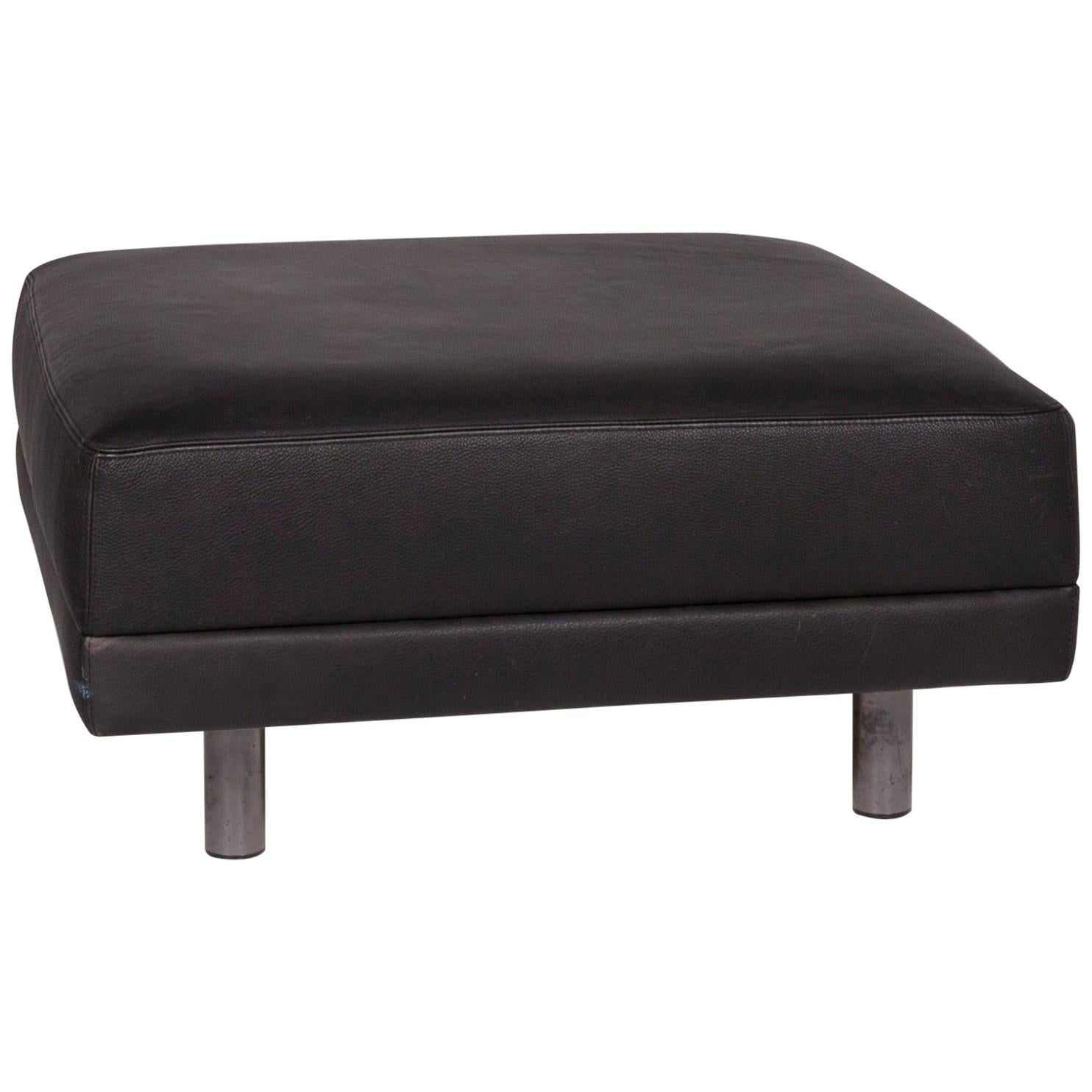 Brühl & Sippold Leather Stool Black For Sale
