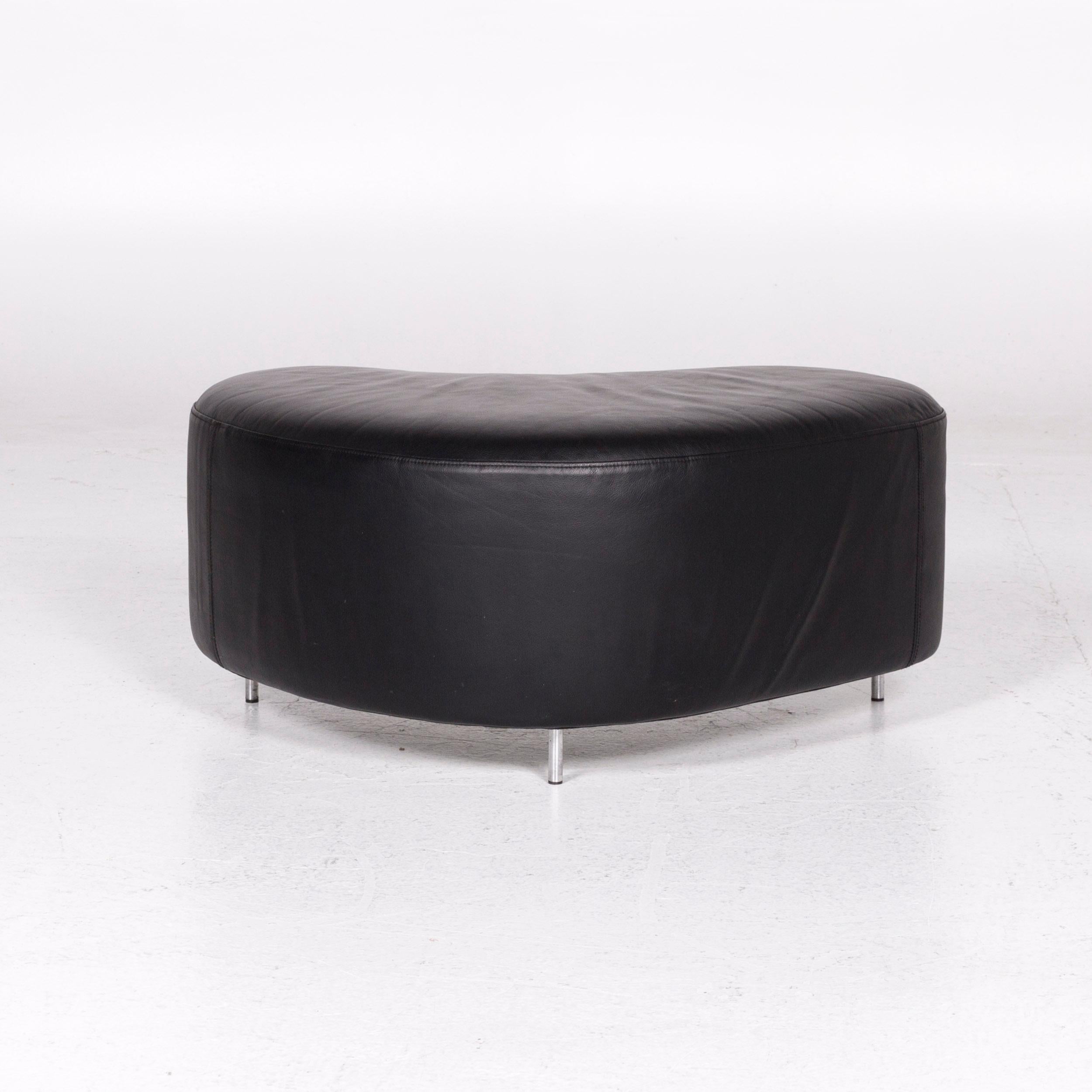 Brühl & Sippold Mosspink Leather Sofa Incl. Stool Black Pink Three-Seat Kati 8