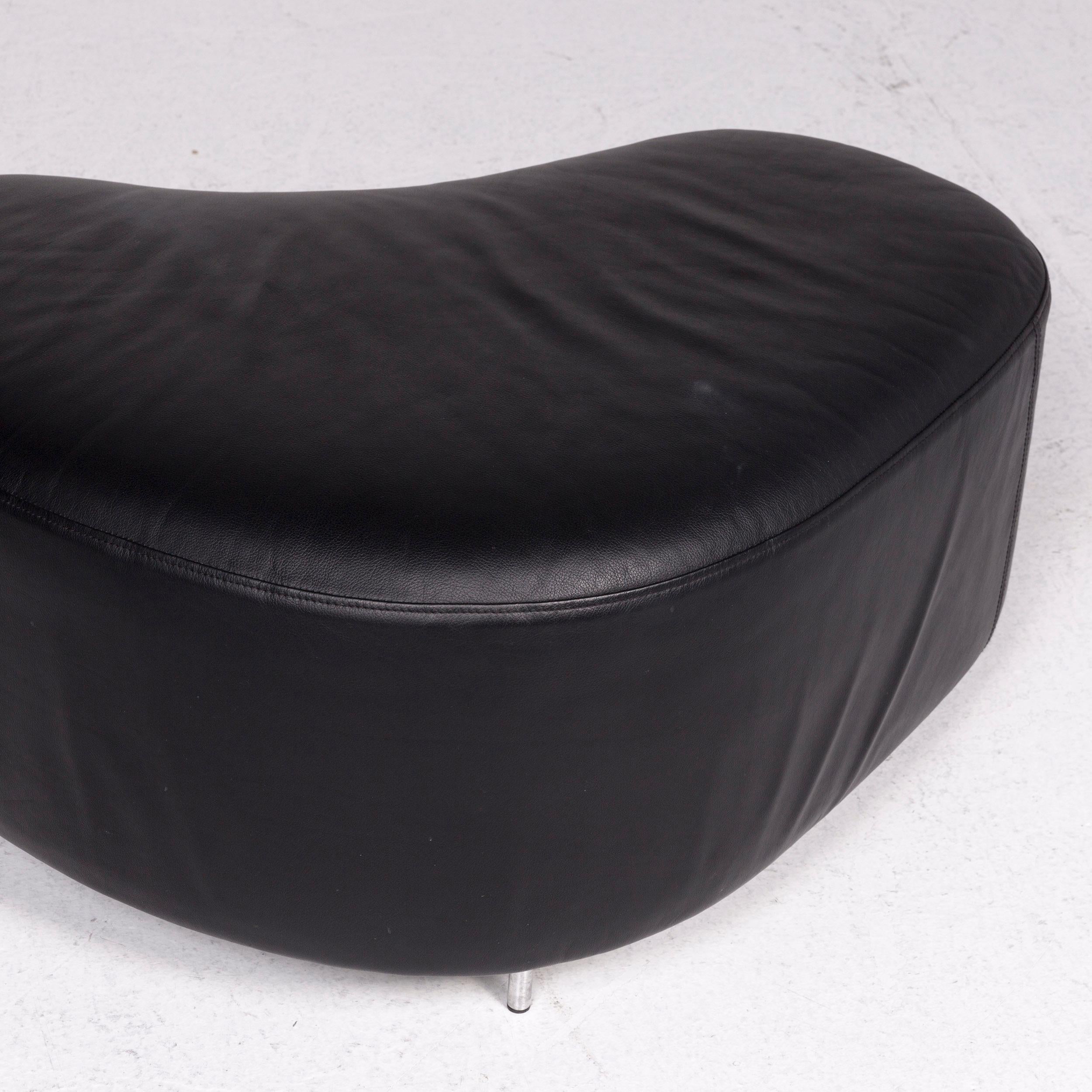 Brühl & Sippold Mosspink Leather Sofa Incl. Stool Black Pink Three-Seat Kati 9
