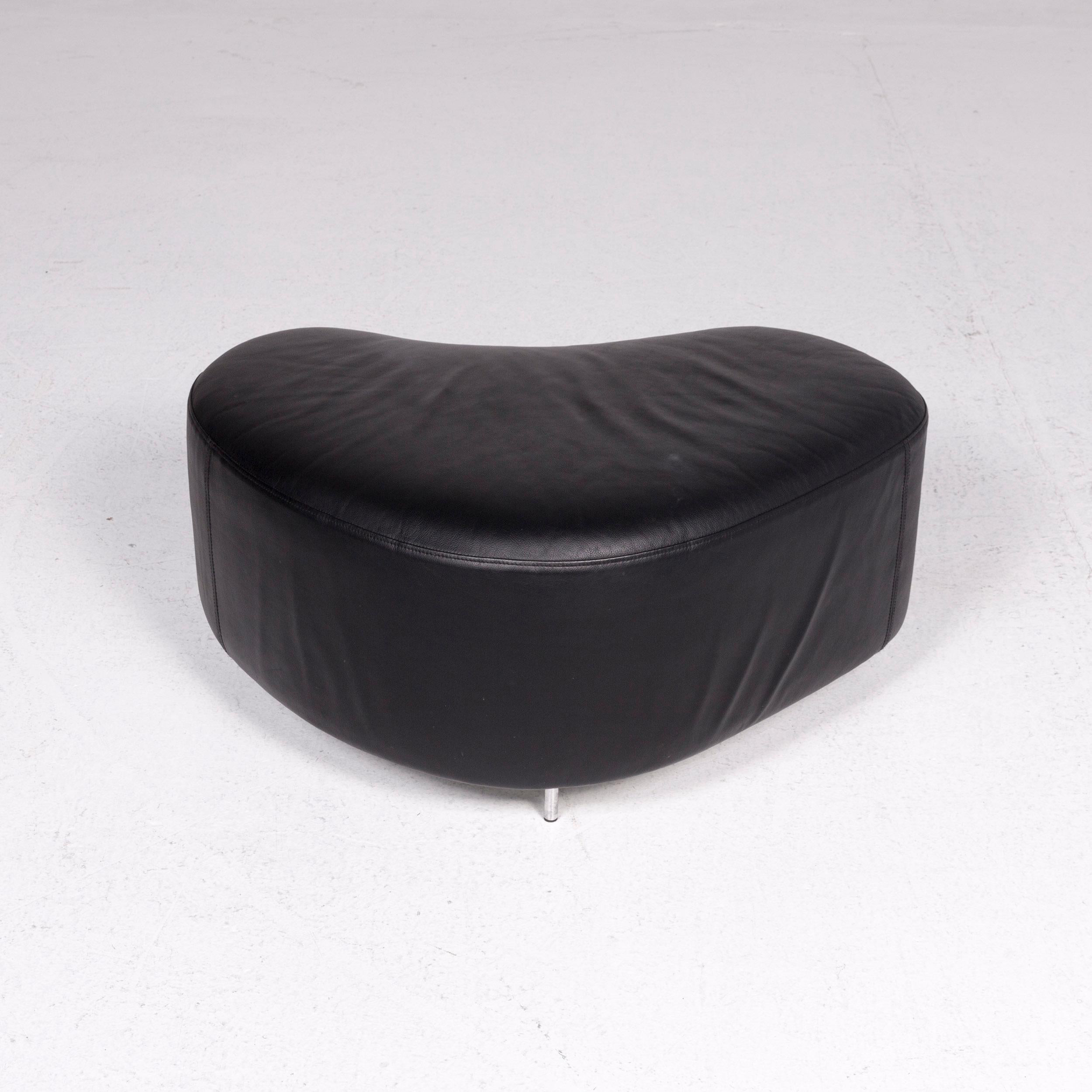 Brühl & Sippold Mosspink Leather Sofa Incl. Stool Black Pink Three-Seat Kati 10