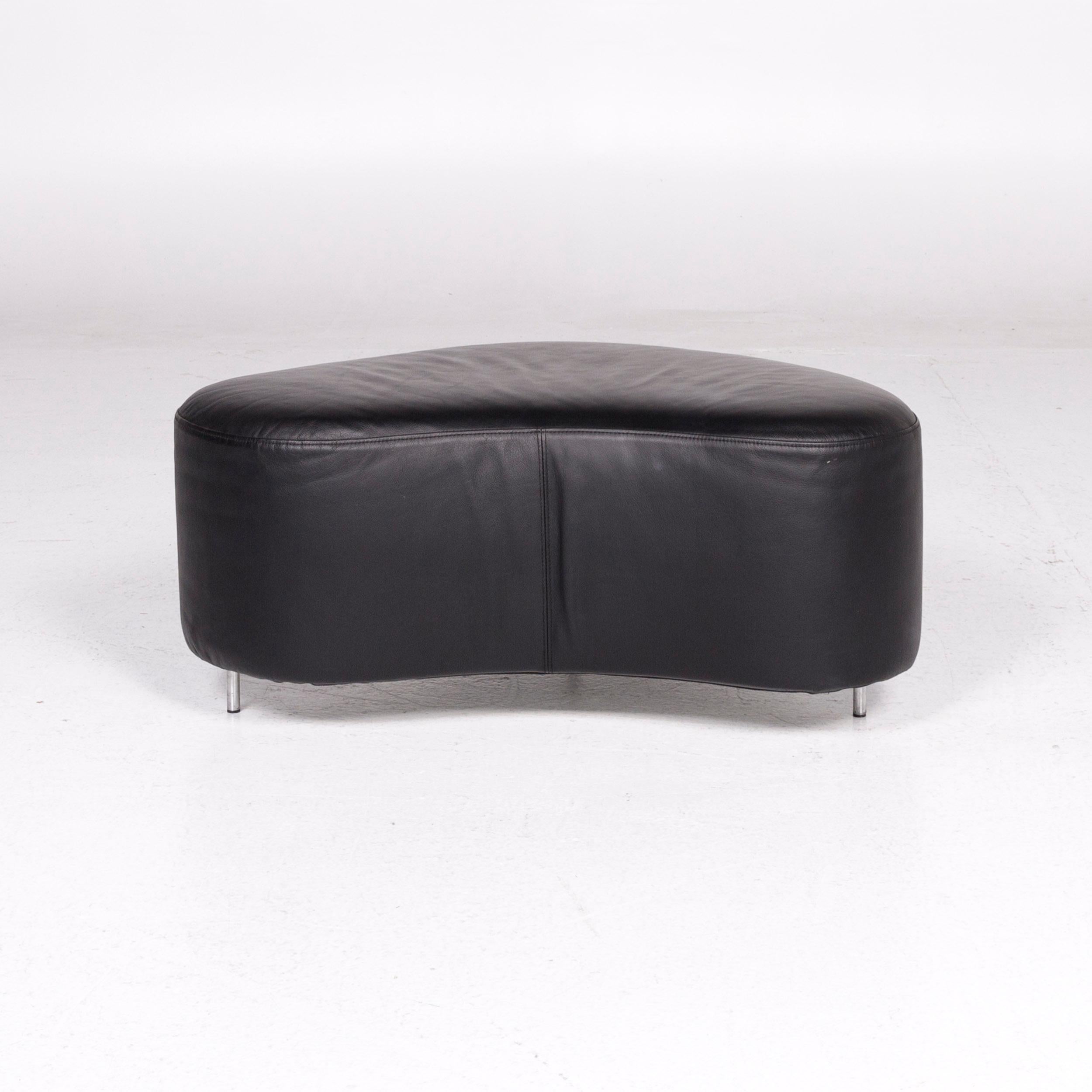 Brühl & Sippold Mosspink Leather Sofa Incl. Stool Black Pink Three-Seat Kati 12