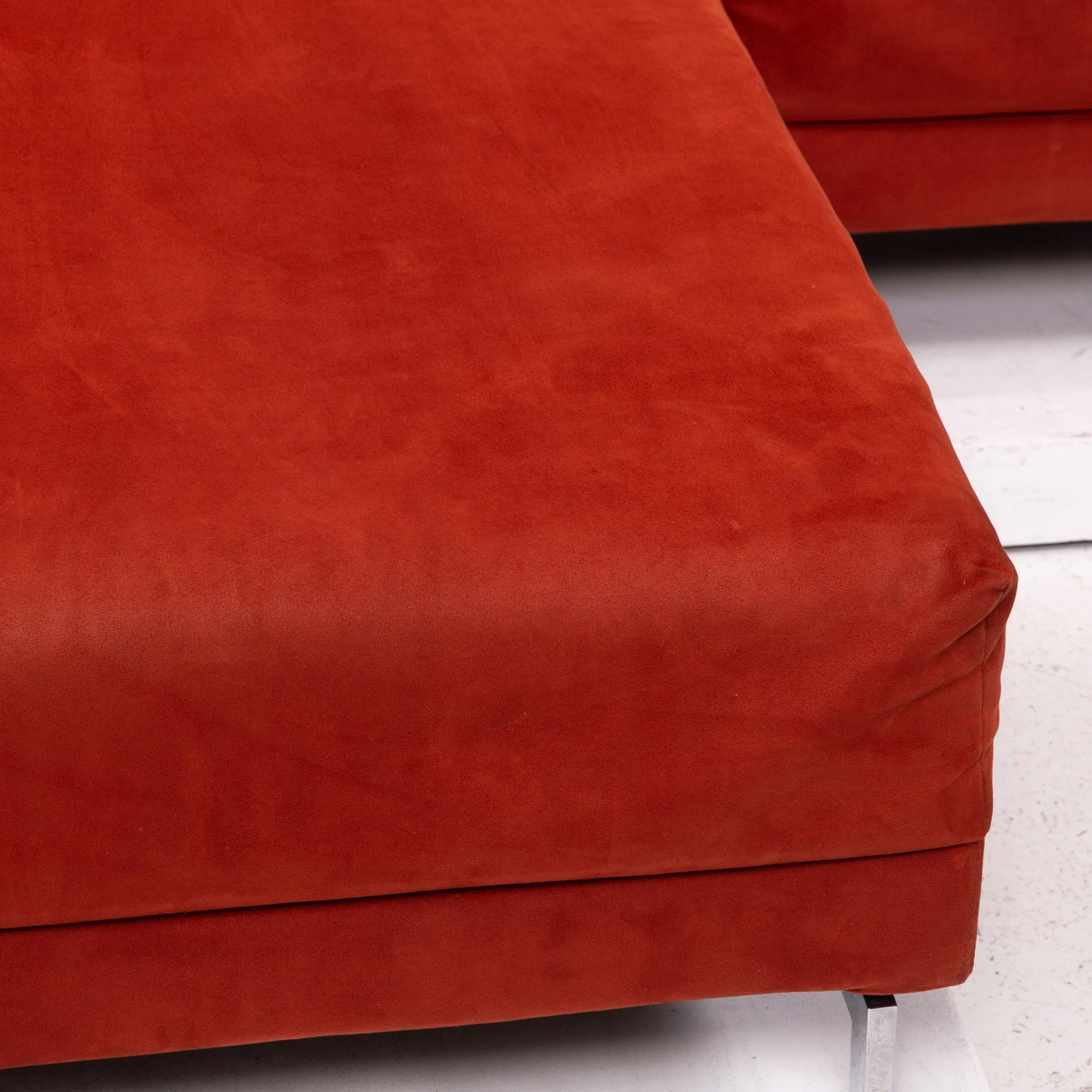 Brühl & Sippold Moule Alcantara Stoff Ecksofa Rot Sofa Funktion Relax (Moderne)