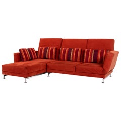 Brühl & Sippold Moule Alcantara Fabric Corner Sofa Red Sofa Function Relax