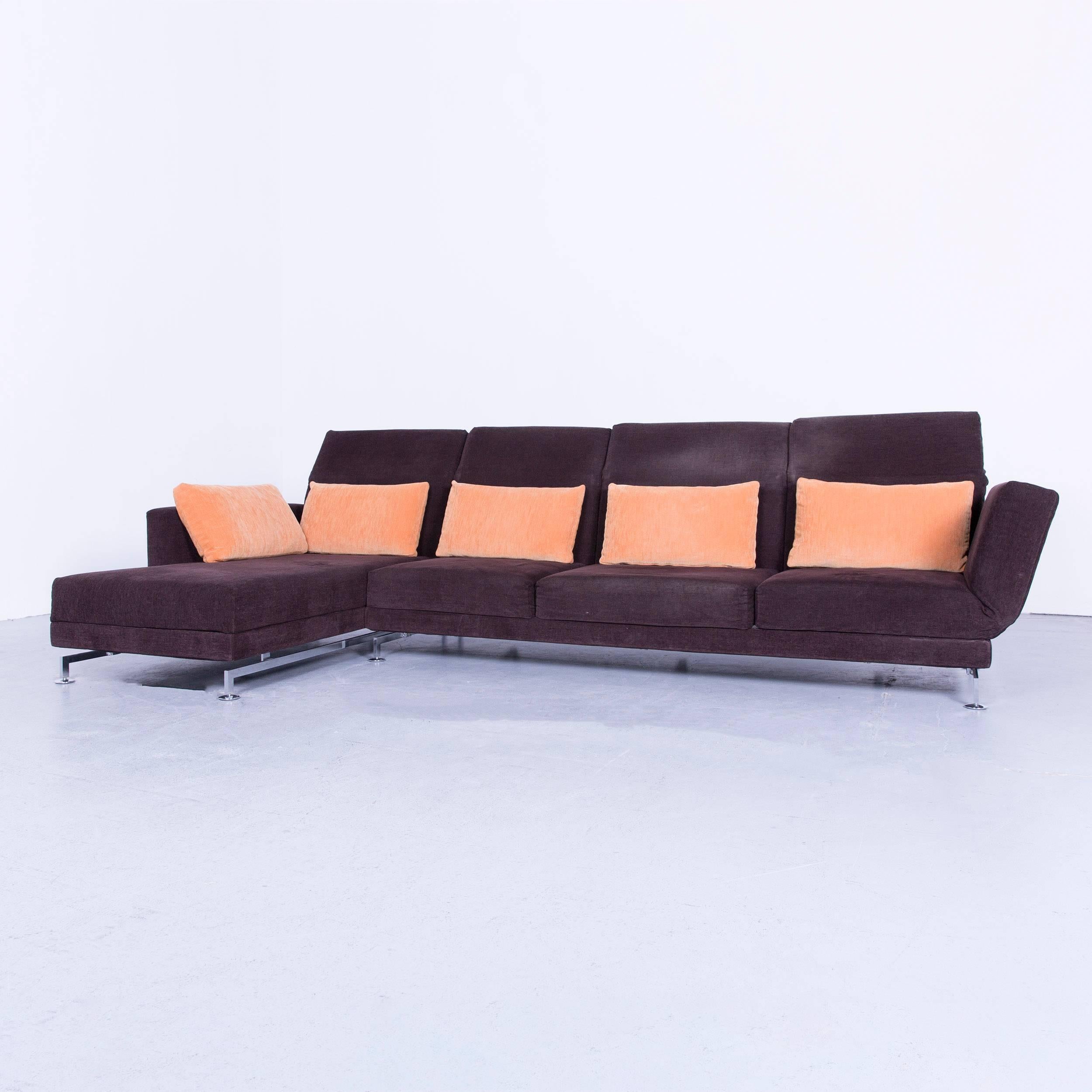 Brühl & Sippold Moule Designer Corner-Sofa Brown Couch Fabric In Good Condition In Cologne, DE