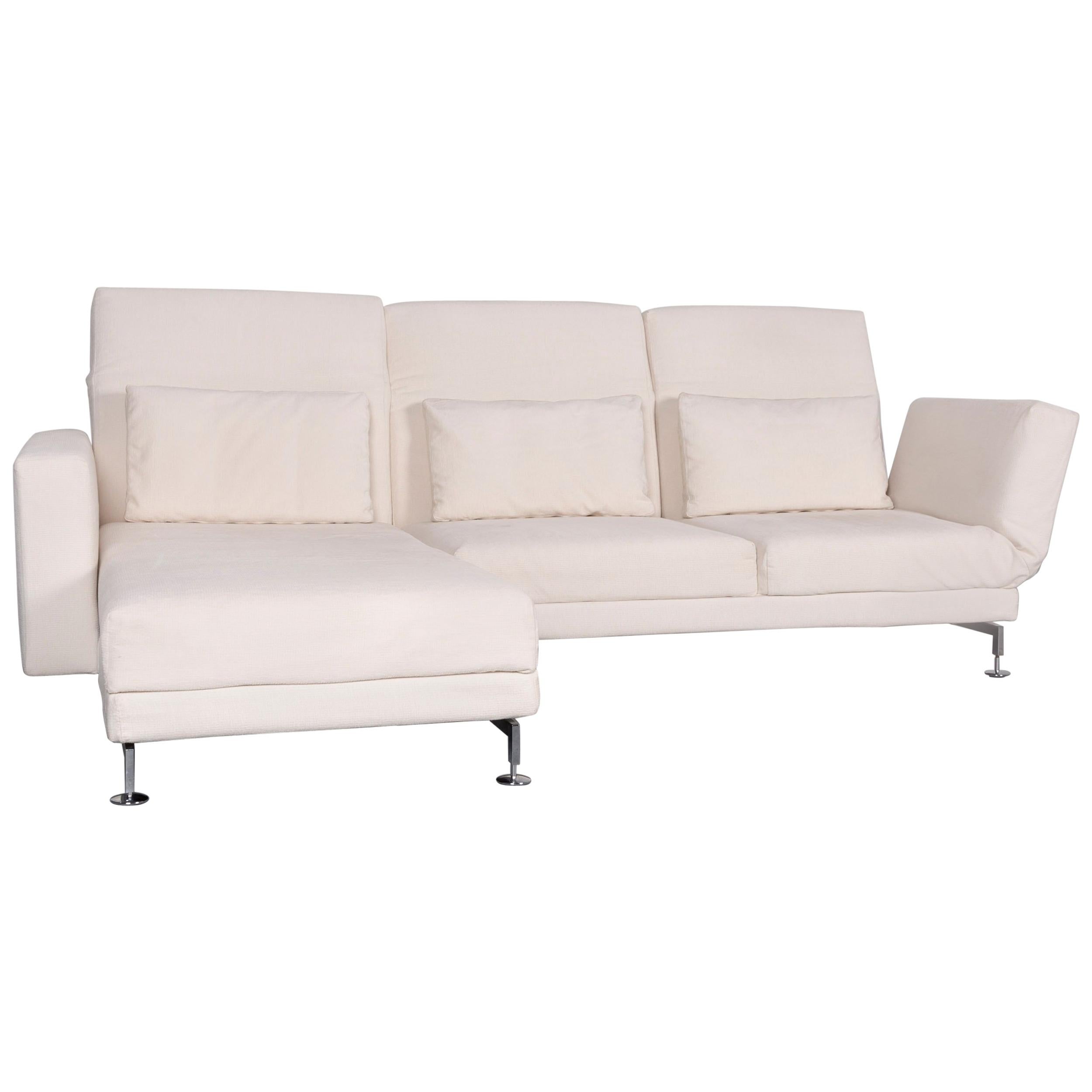 Brühl & Sippold Moule Designer Corner-Sofa Off-White Fabric For Sale