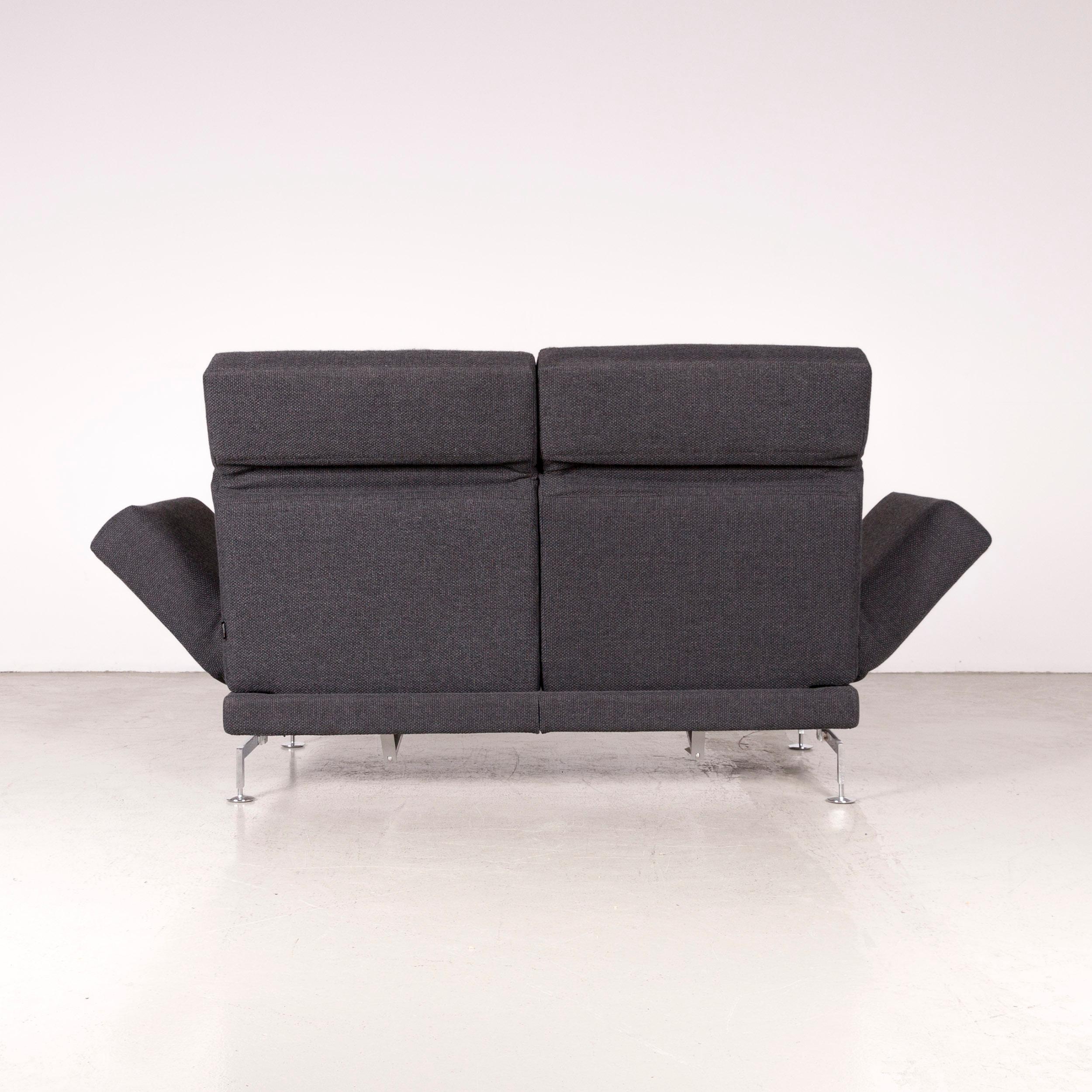 Brühl & Sippold Moule Designer Fabric Sofa Grey Three-Seat Couch with Function For Sale 7