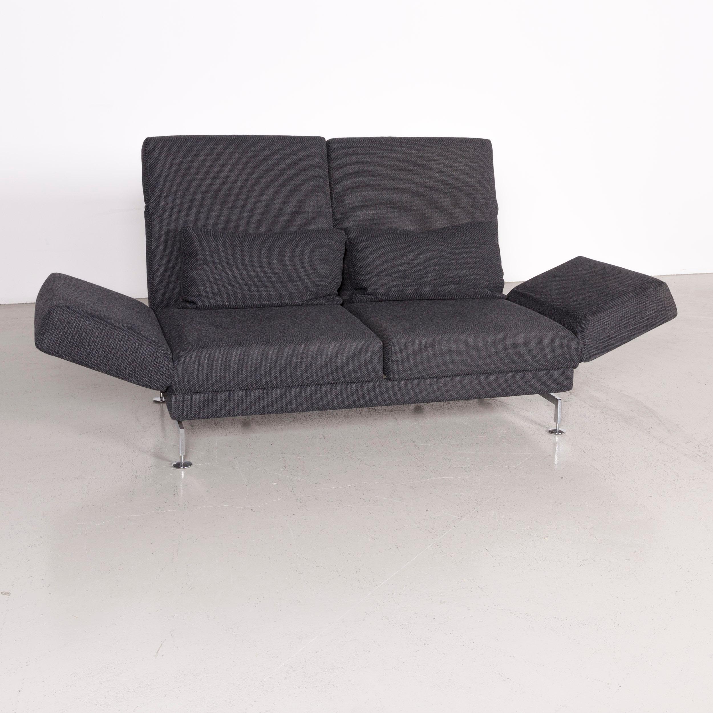 Brühl & Sippold Moule designer fabric sofa grey three-seat couch with function.
