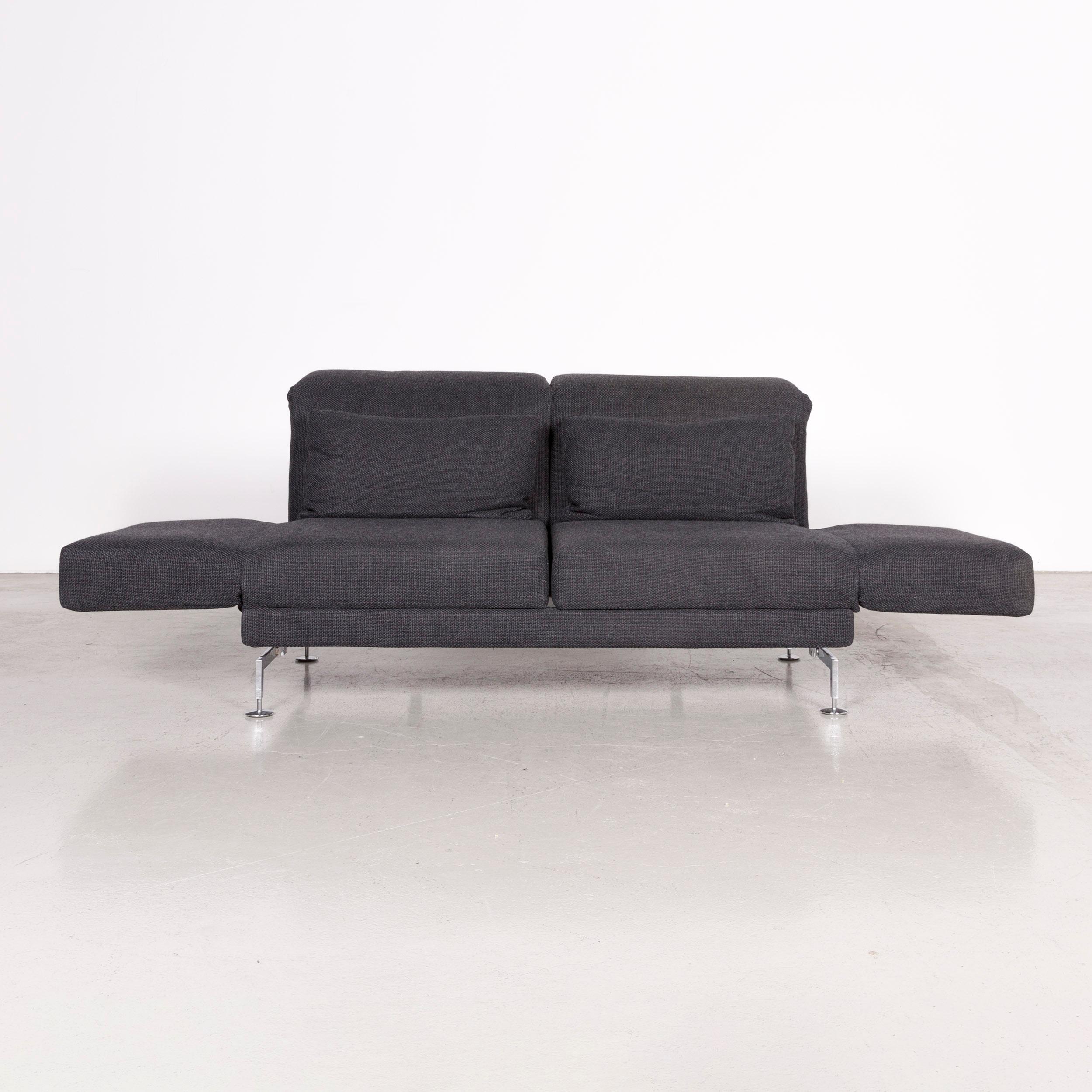 Brühl & Sippold Moule Designer Fabric Sofa Grey Three-Seat Couch with Function In Good Condition For Sale In Cologne, DE