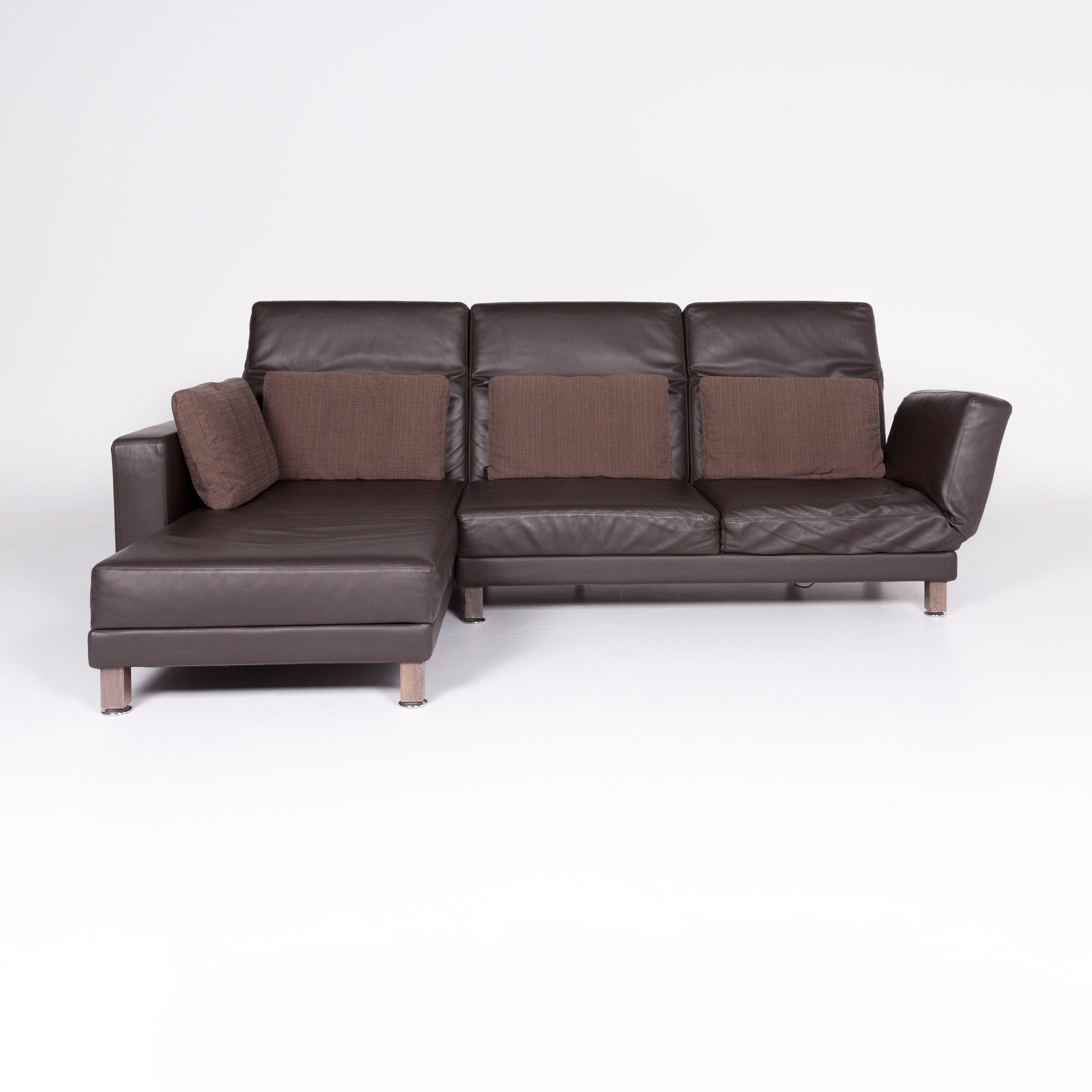 Modern Brühl & Sippold Moule Designer Leather Corner Sofa Brown Genuine Leather Sofa