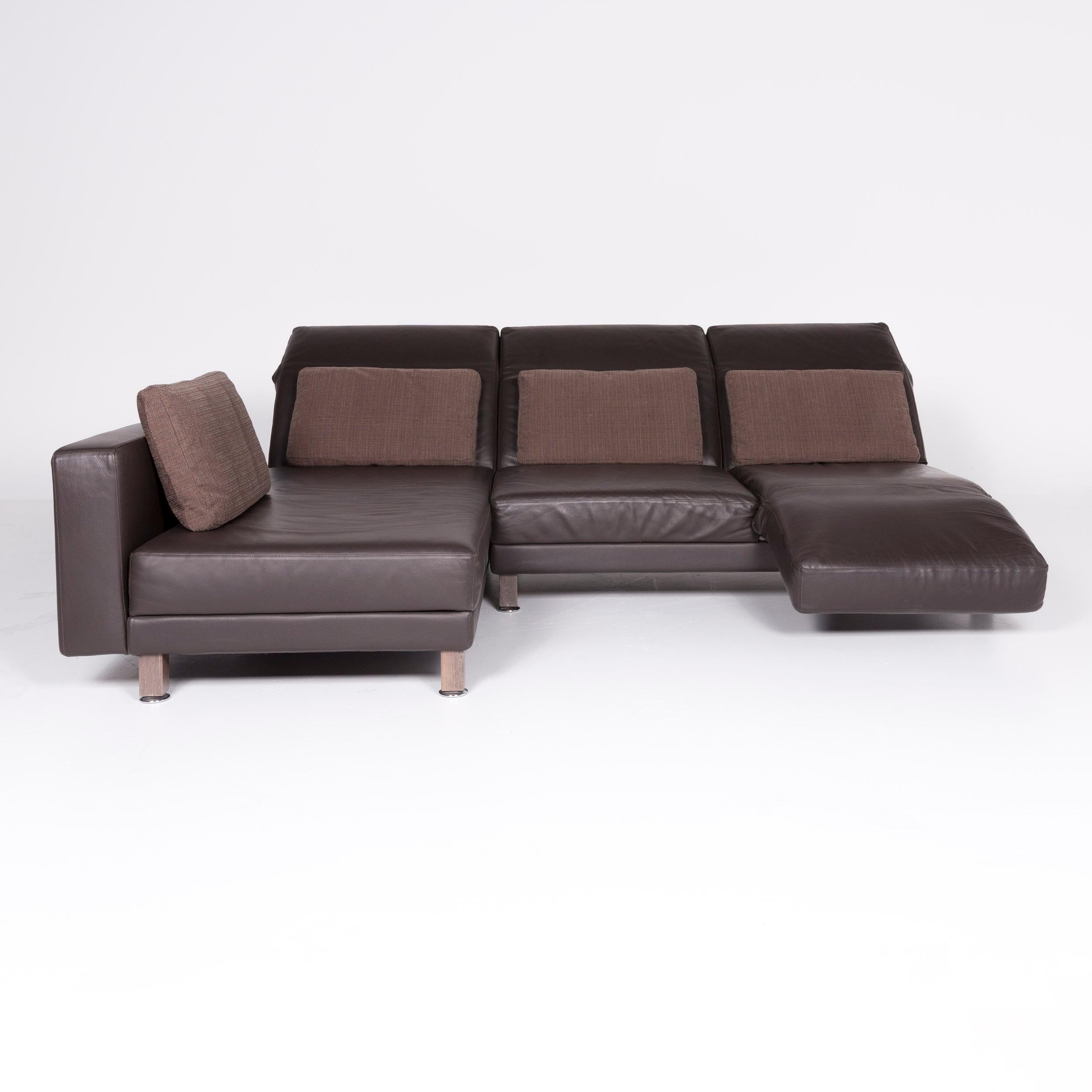 German Brühl & Sippold Moule Designer Leather Corner Sofa Brown Genuine Leather Sofa