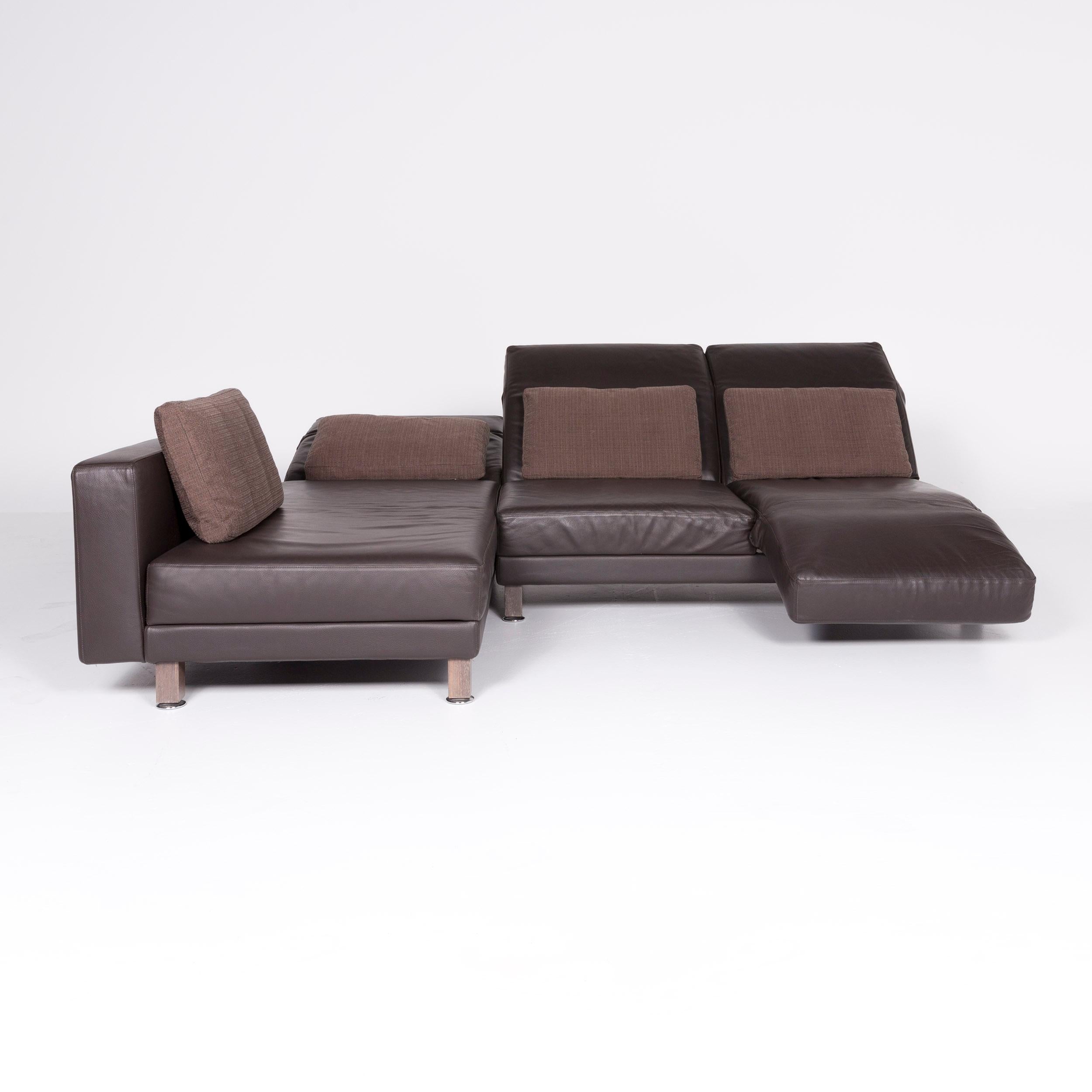 Brühl & Sippold Moule Designer Leather Corner Sofa Brown Genuine Leather Sofa In Good Condition In Cologne, DE