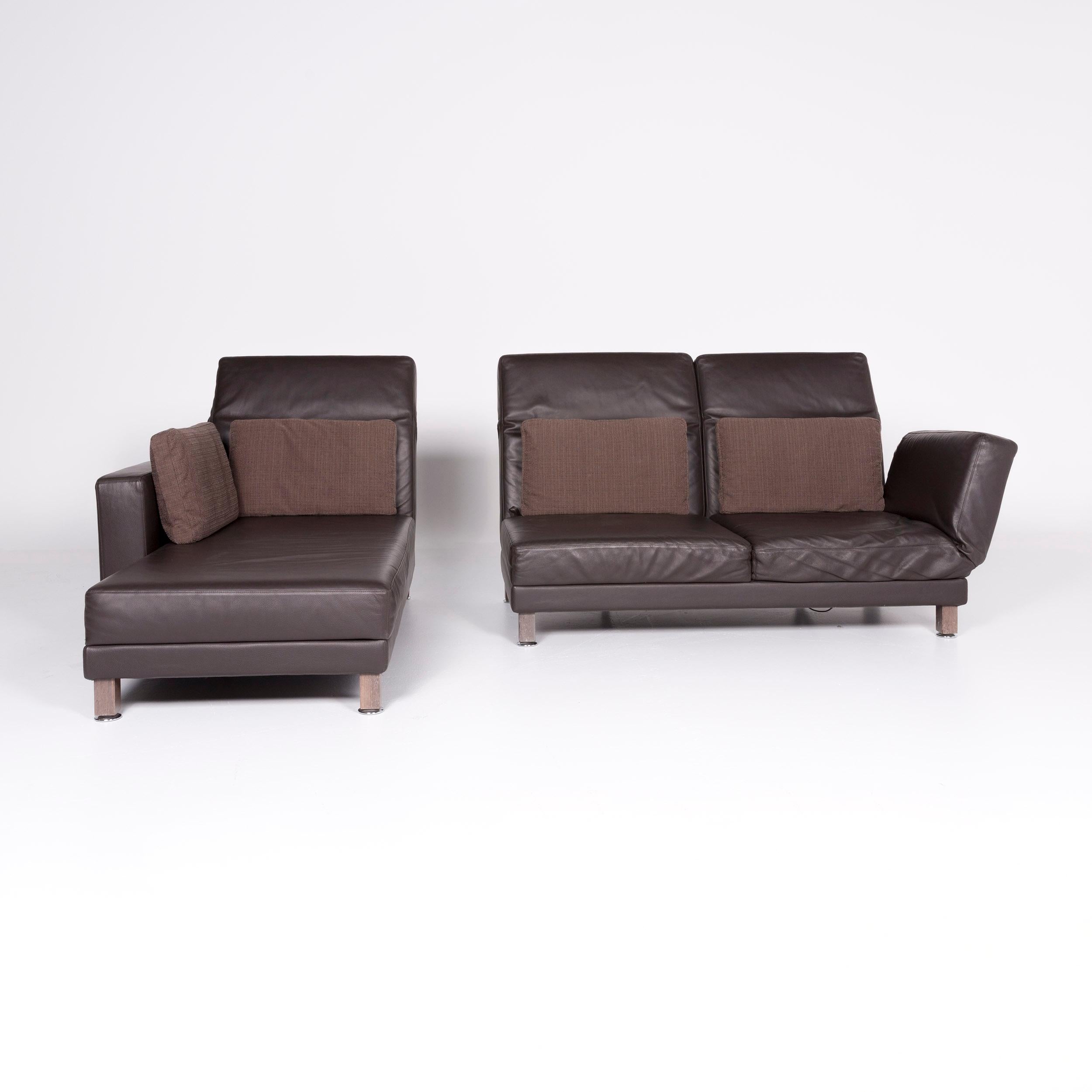 Contemporary Brühl & Sippold Moule Designer Leather Corner Sofa Brown Genuine Leather Sofa