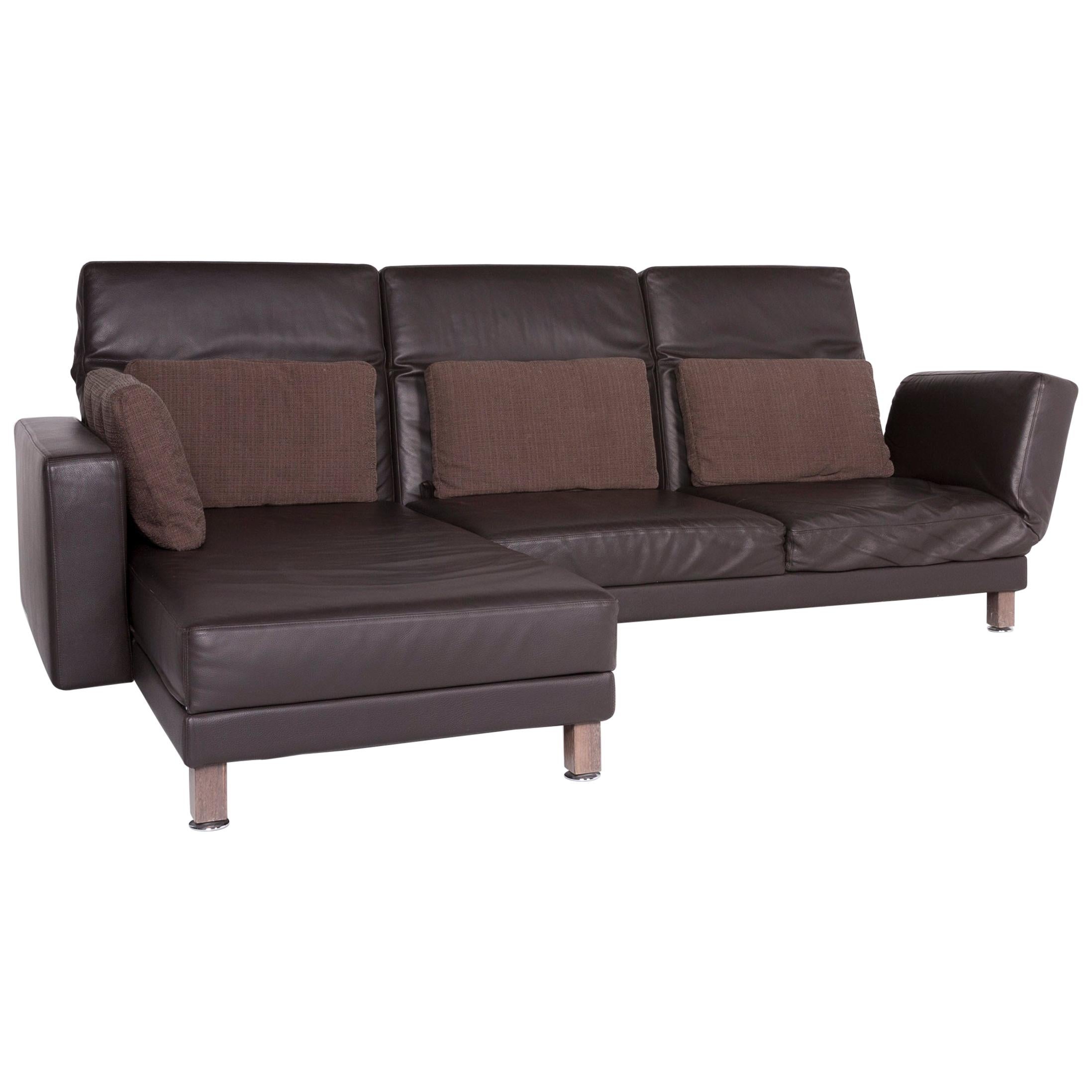 Brühl & Sippold Moule Designer Leather Corner Sofa Brown Genuine Leather Sofa