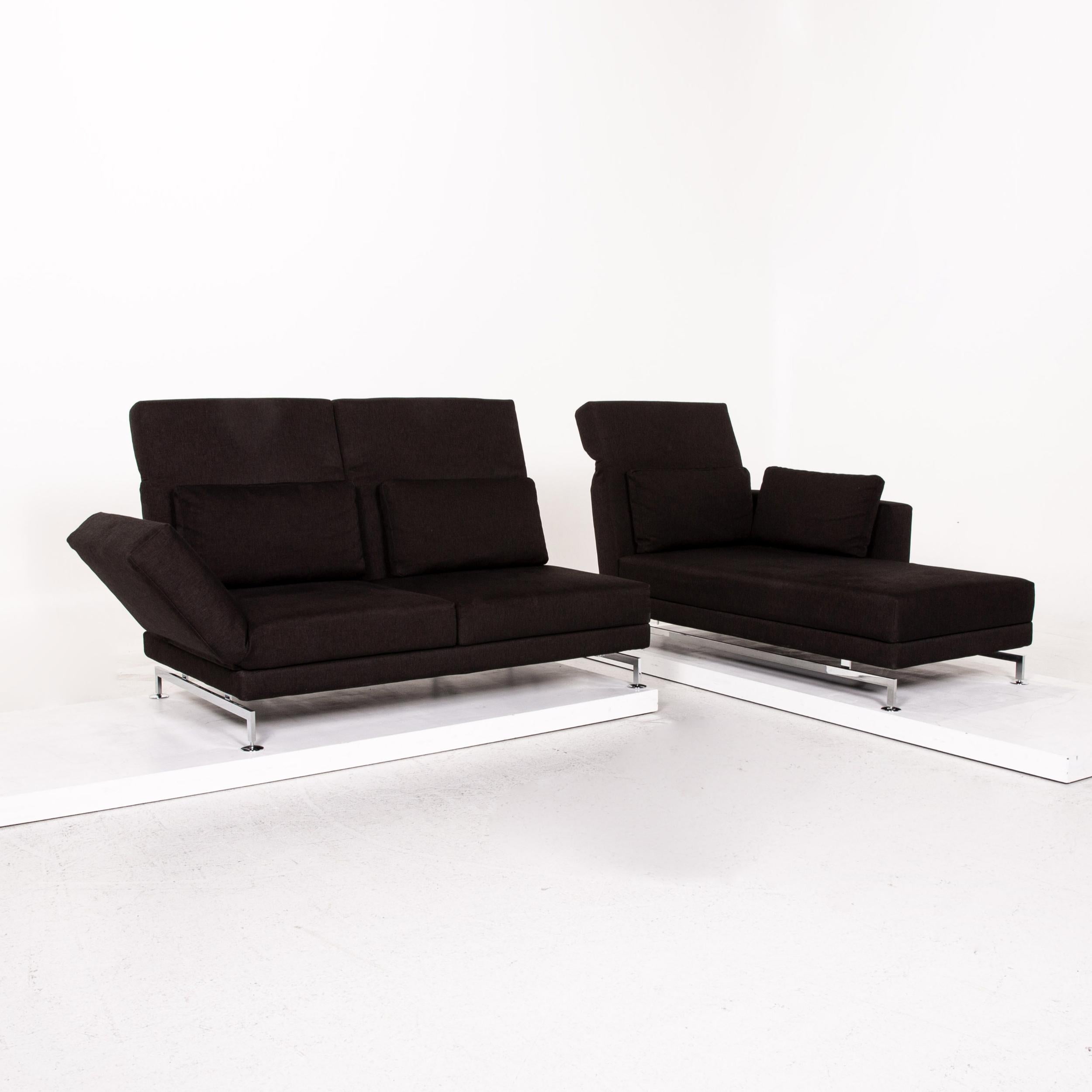 German Brühl & Sippold Moule Fabric Corner Sofa Brown Dark Brown Function Sleep For Sale