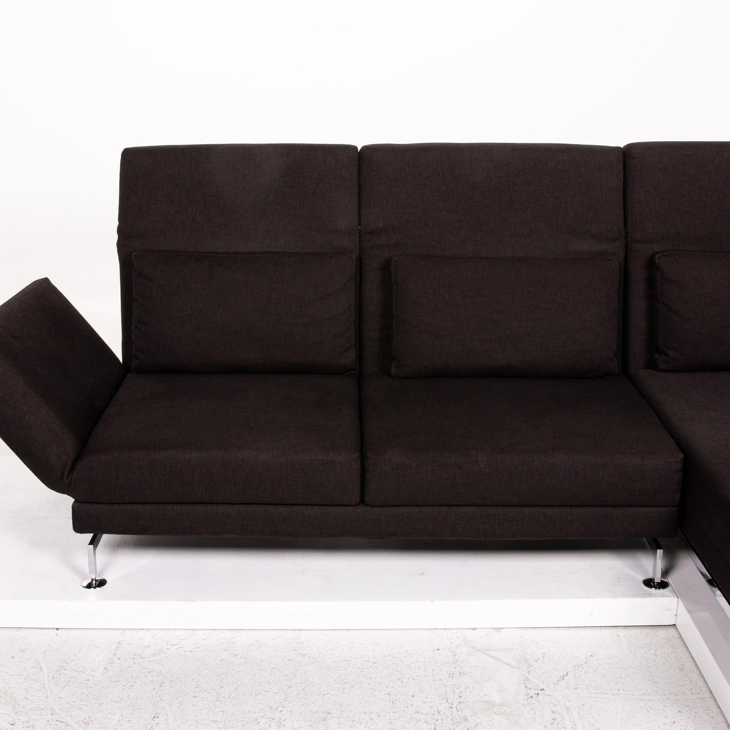 Brühl & Sippold Moule Fabric Corner Sofa Brown Dark Brown Function Sleep For Sale 1