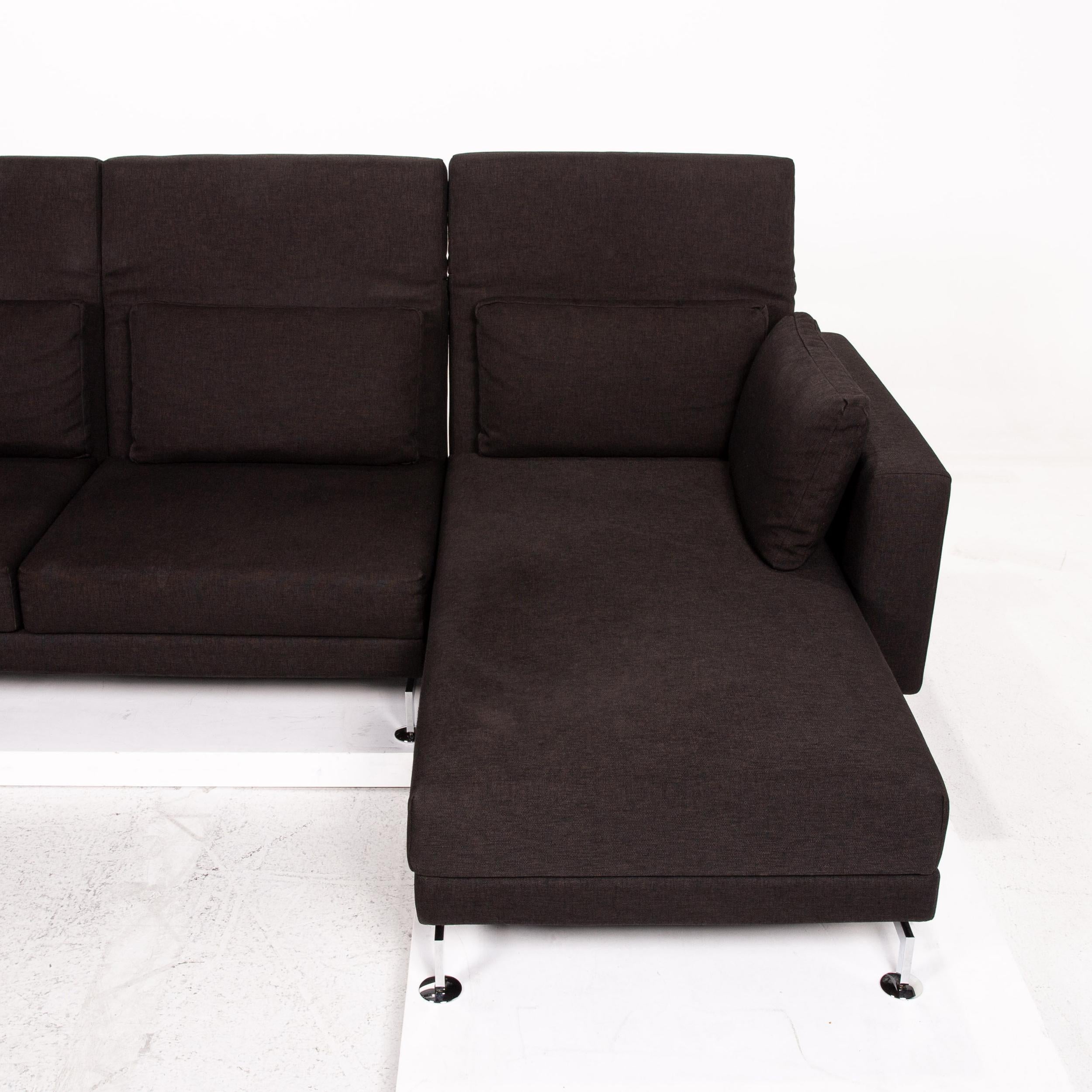 Brühl & Sippold Moule Fabric Corner Sofa Brown Dark Brown Function Sleep For Sale 2