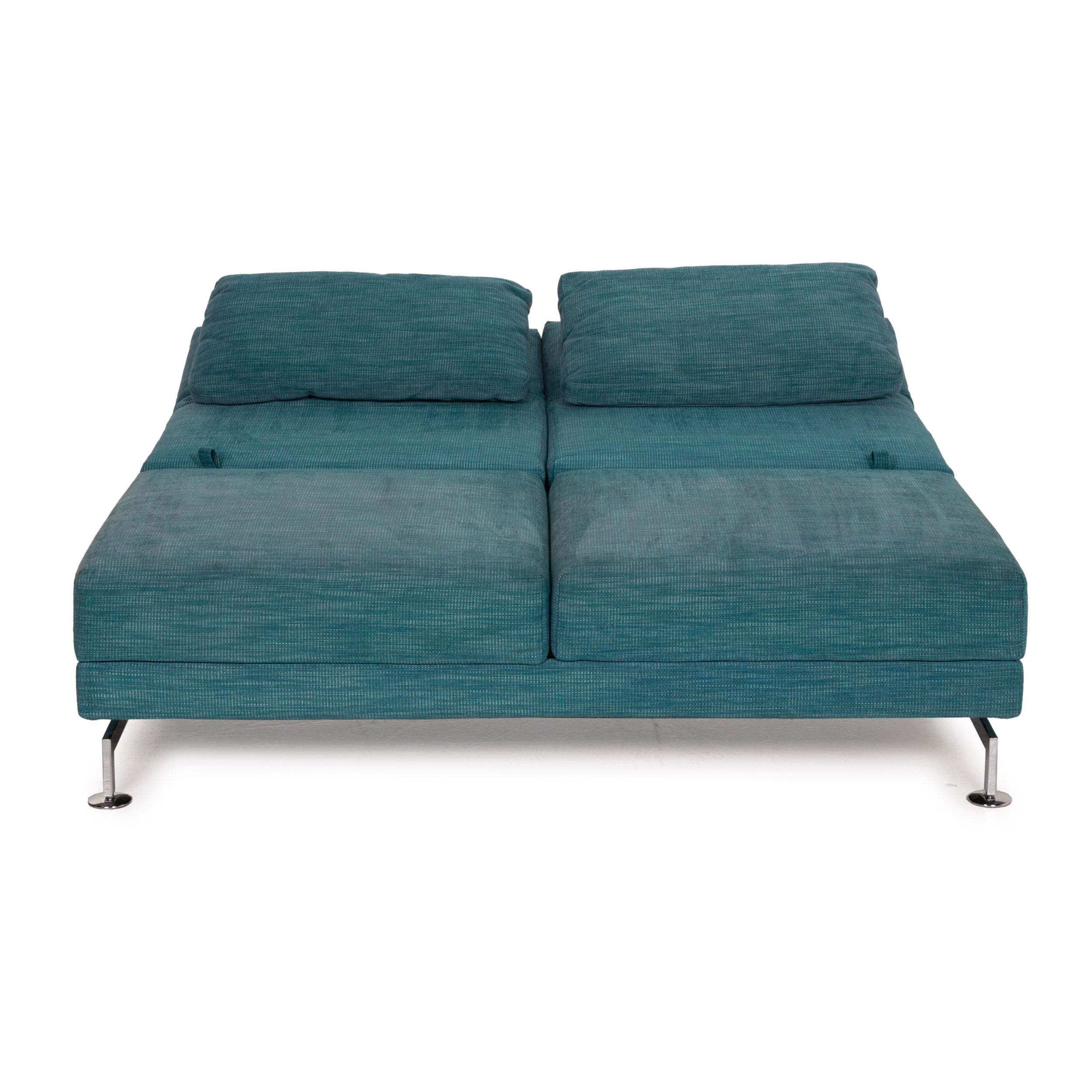Modern Brühl & Sippold Moule Fabric Sofa Blue Two-Seater Reclining Function Turquoise For Sale