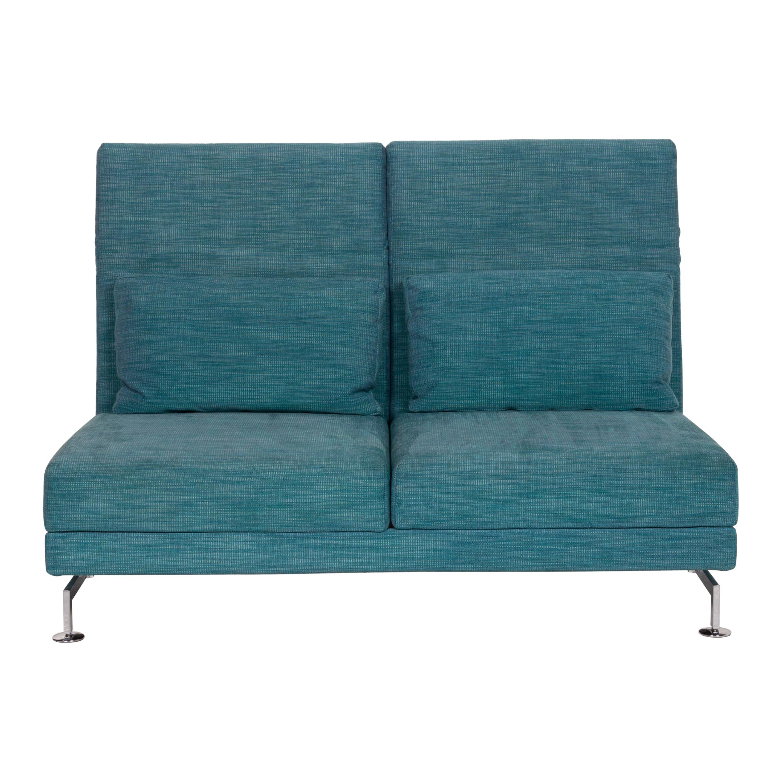 Brühl & Sippold Moule Fabric Sofa Blue Two-Seater Reclining Function Turquoise For Sale
