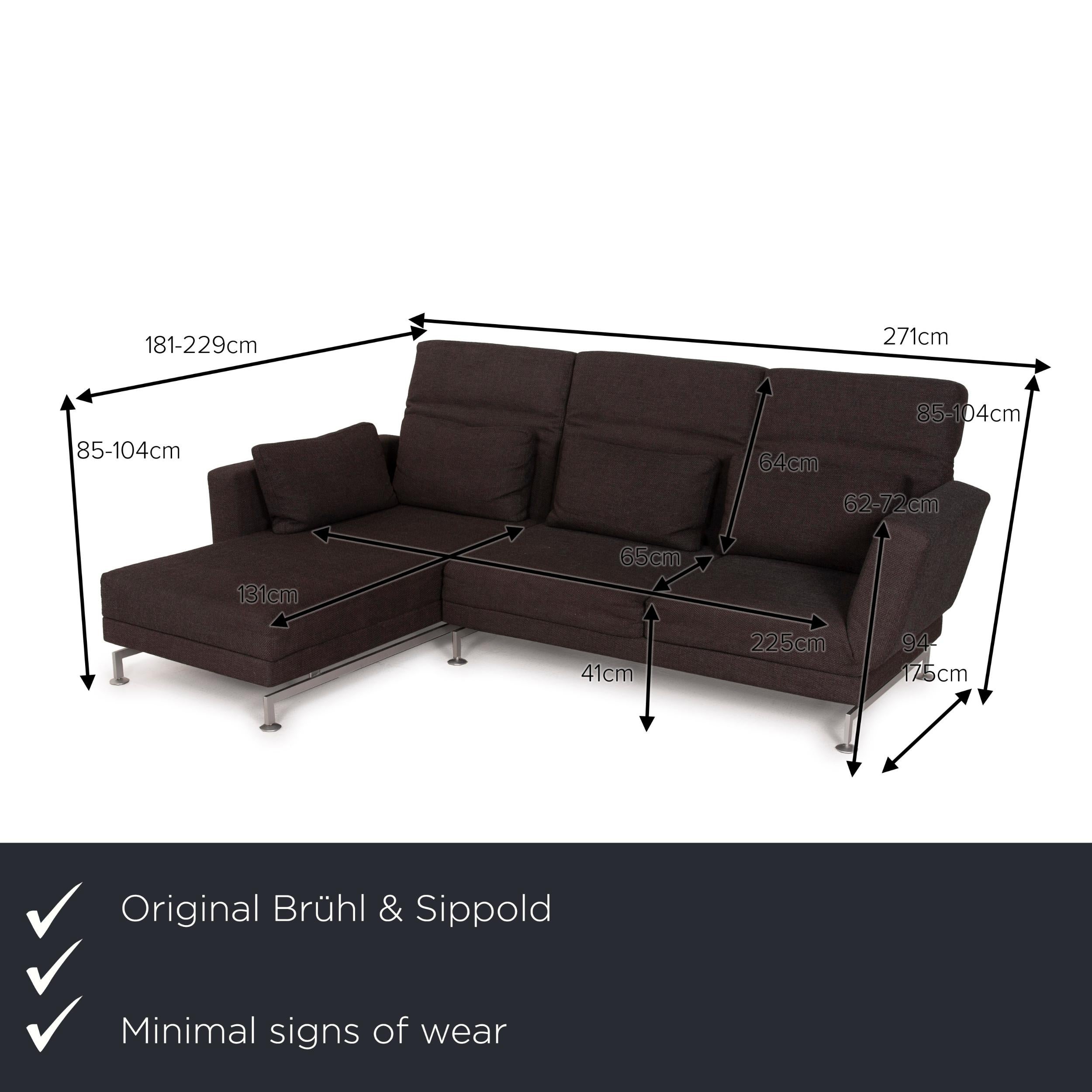 We present to you a Brühl & Sippold Moule fabric sofa brown corner sofa function relaxation.
  
 

 Product measurements in centimeters:
 

 depth: 180
 width: 181
 height: 85
 seat height: 41
 rest height: 62
 seat depth: 131
 seat