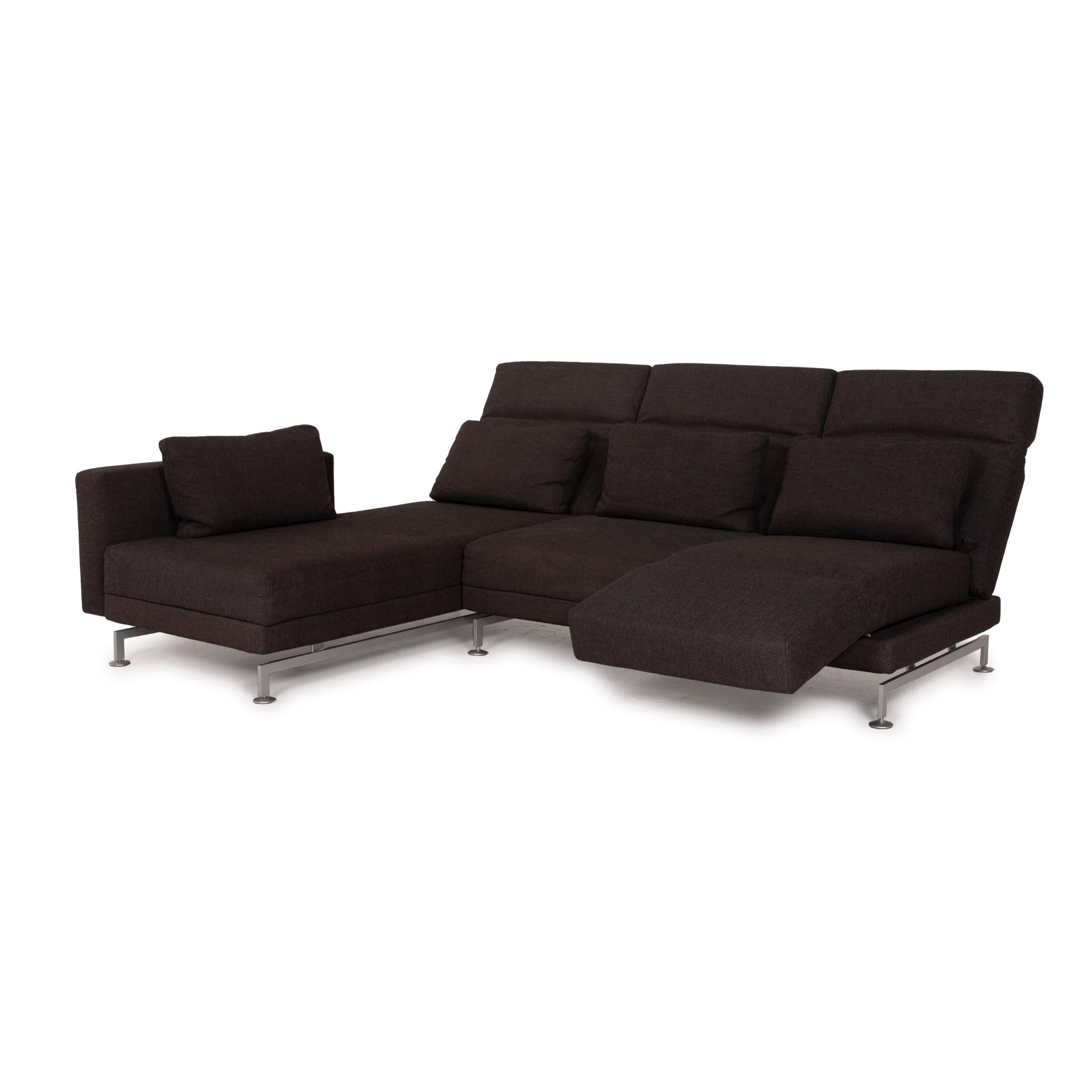 Modern Brühl & Sippold Moule Fabric Sofa Brown Corner Sofa Function Relaxation