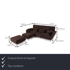 Brühl & Sippold Moule fabric sofa brown corner sofa incl stool function relax