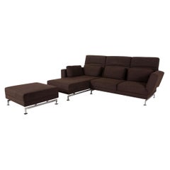 Brühl & Sippold Moule fabric sofa brown corner sofa incl stool function relax