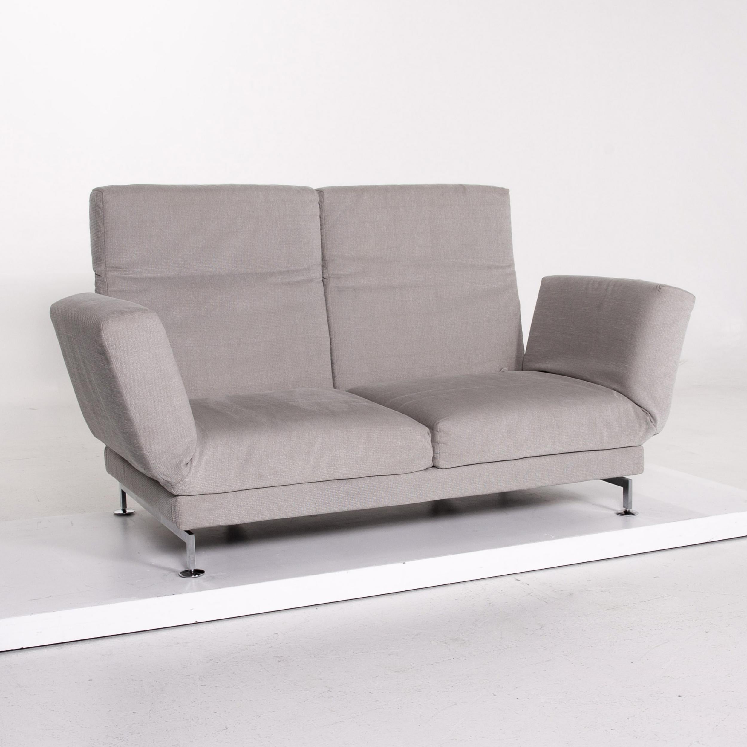 Brühl & Sippold Moule Fabric Sofa Gray Two-Seat Function Relax Function For Sale 5
