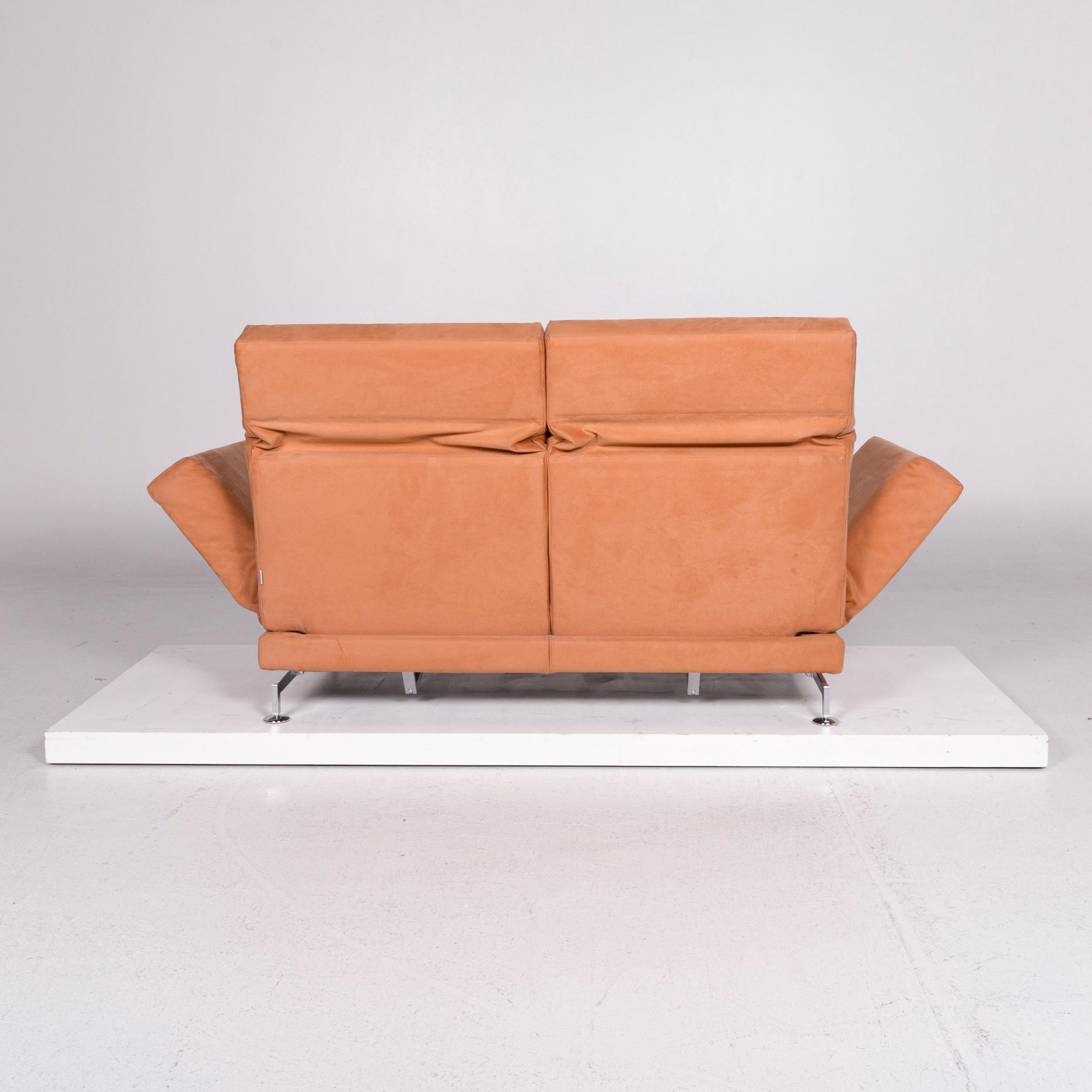 Brühl & Sippold Moule Fabric Sofa Orange Two-Seat Relax Function For Sale 3