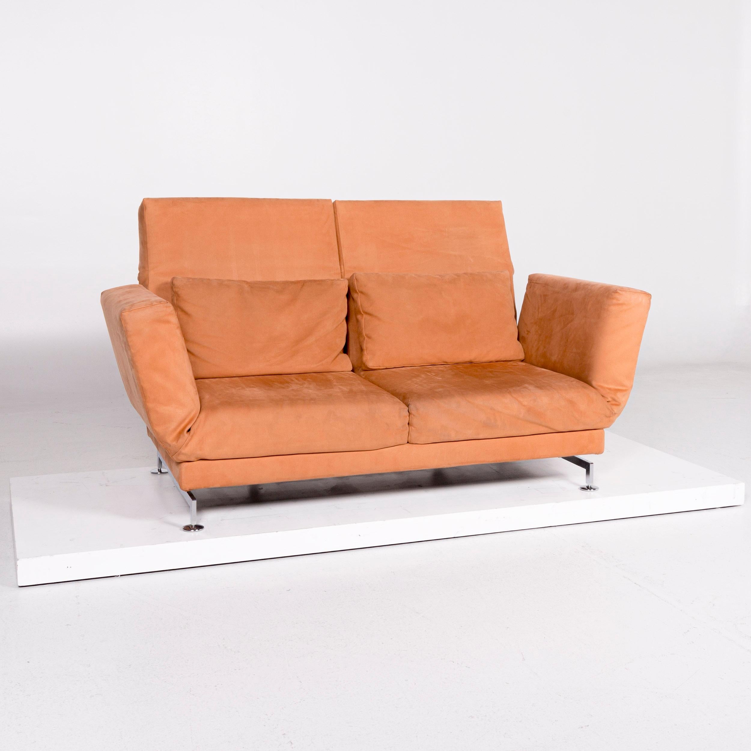 Brühl & Sippold Moule Fabric Sofa Orange Two-Seat Relax Function For Sale 5