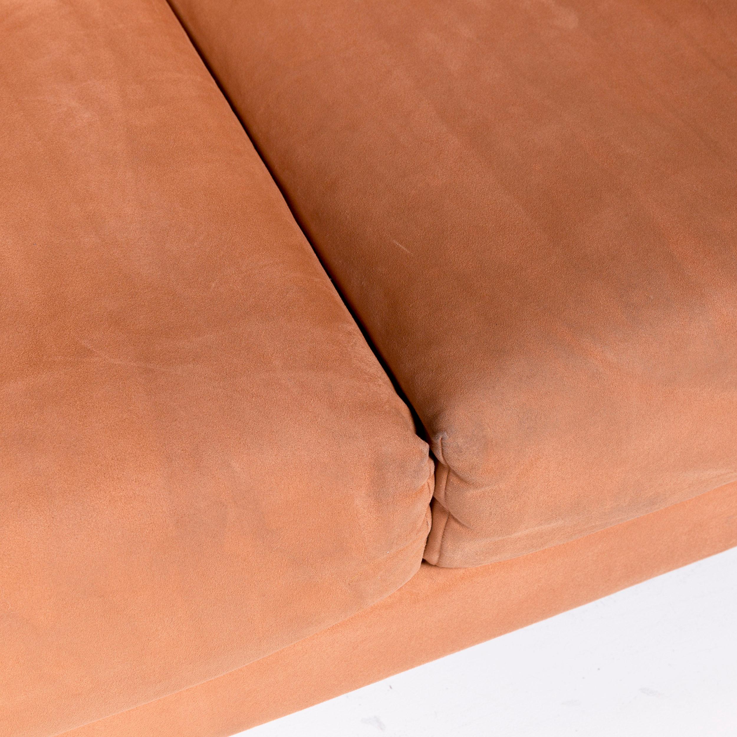 Brühl & Sippold Moule Fabric Sofa Orange Two-Seat Relax Function In Good Condition For Sale In Cologne, DE