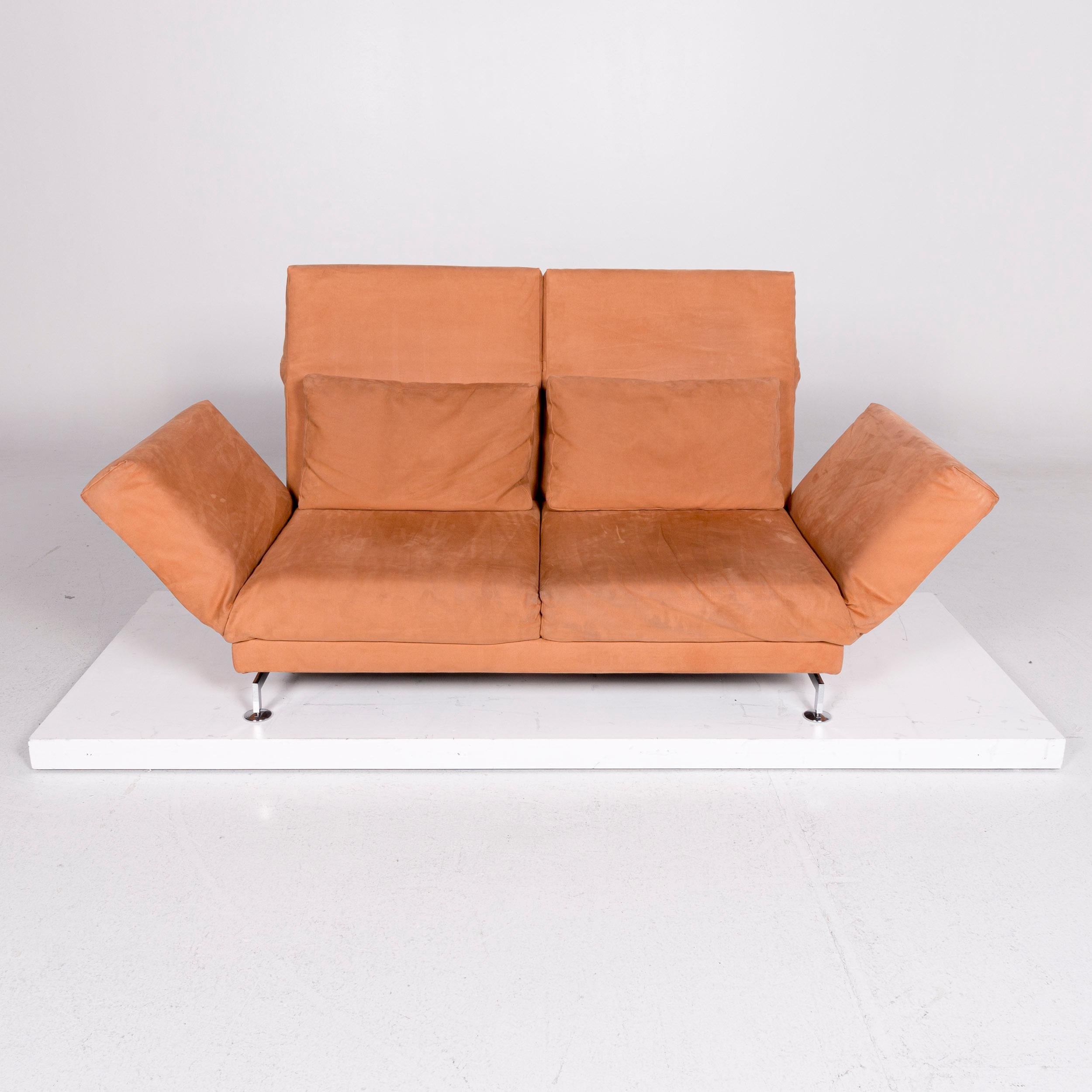 Brühl & Sippold Moule Fabric Sofa Orange Two-Seat Relax Function For Sale 1