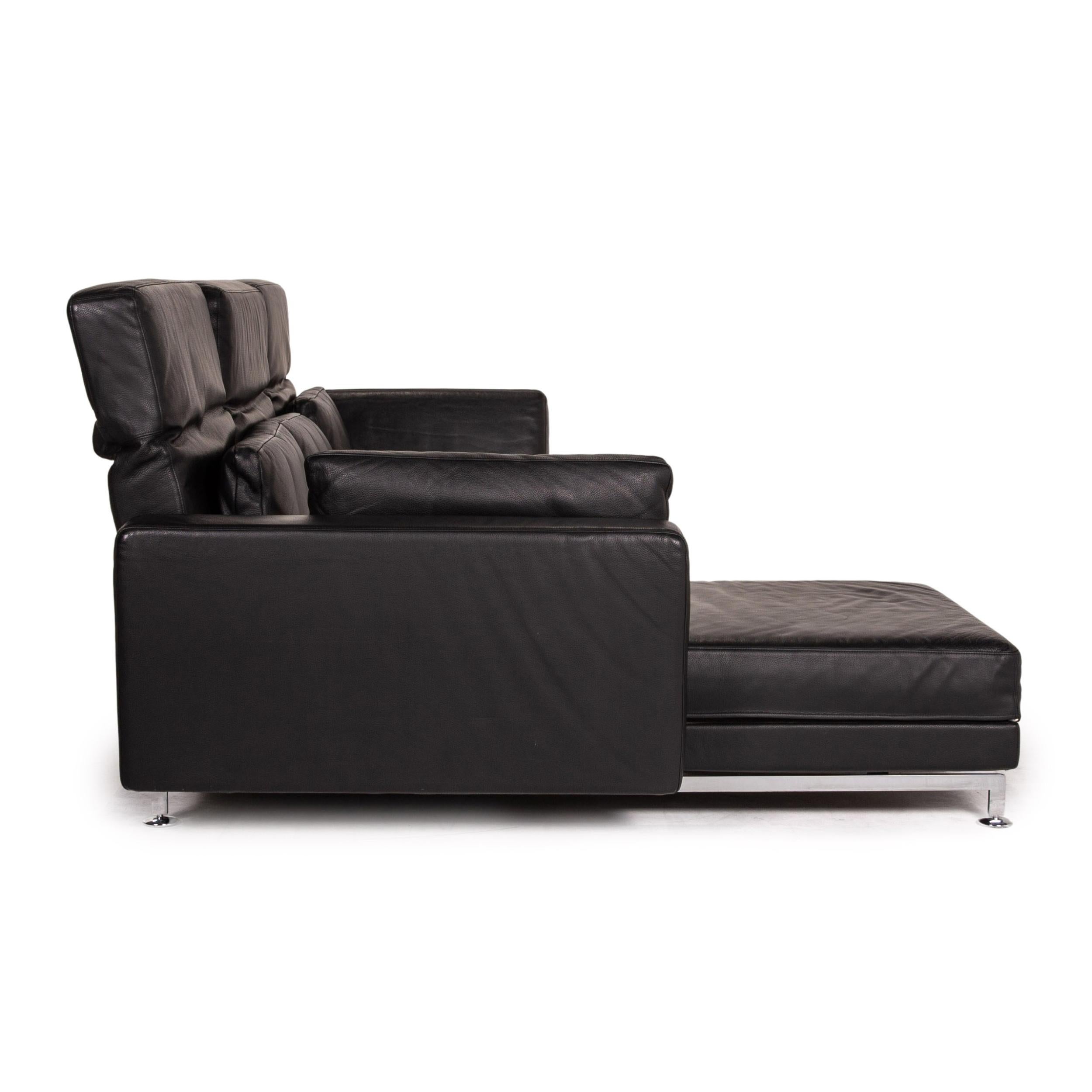 Brühl & Sippold Moule Leather Corner Sofa Black Function Relax Function Couch 5