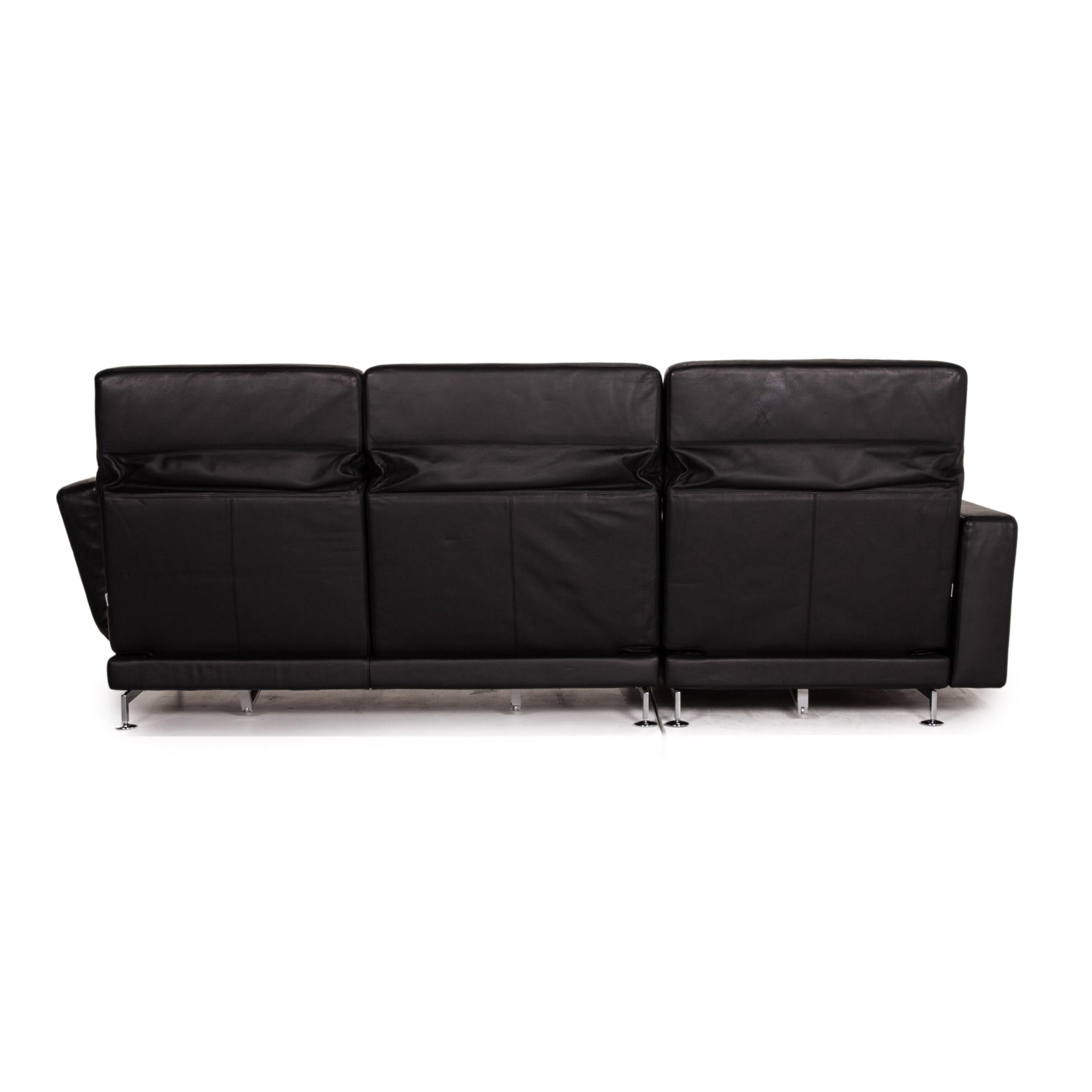 Brühl & Sippold Moule Leather Corner Sofa Black Function Relax Function Couch 6