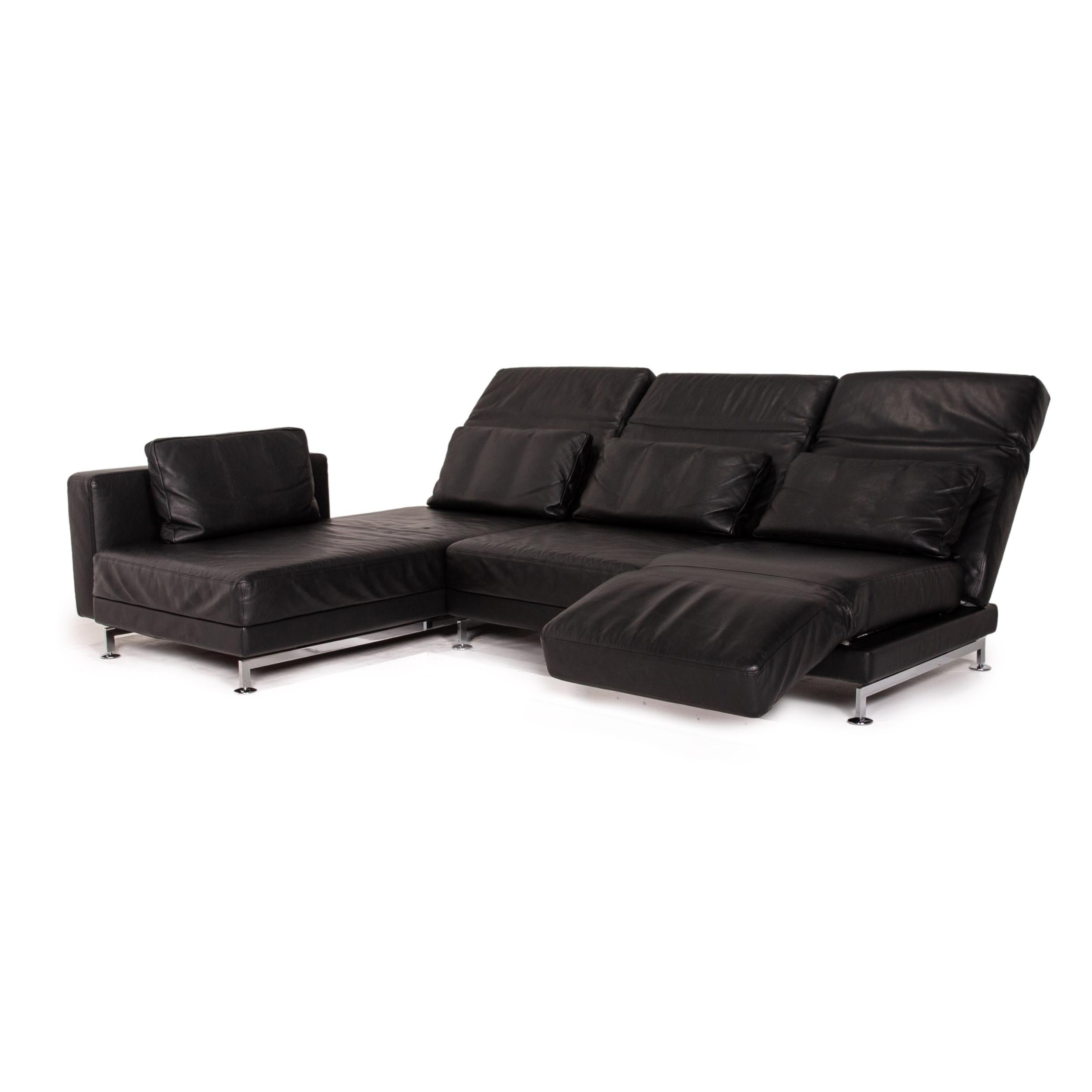 Modern Brühl & Sippold Moule Leather Corner Sofa Black Function Relax Function Couch