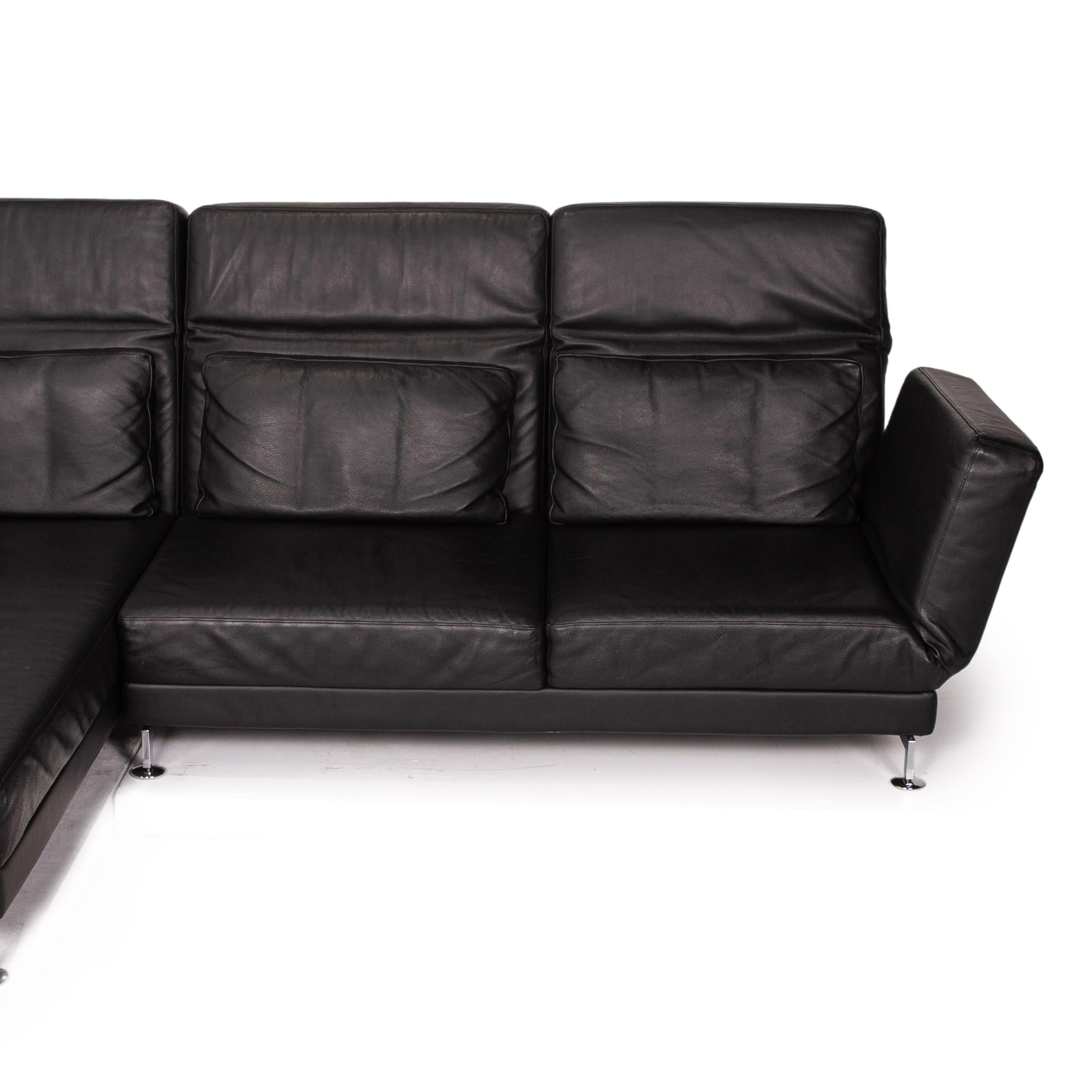 Brühl & Sippold Moule Leather Corner Sofa Black Function Relax Function Couch 2