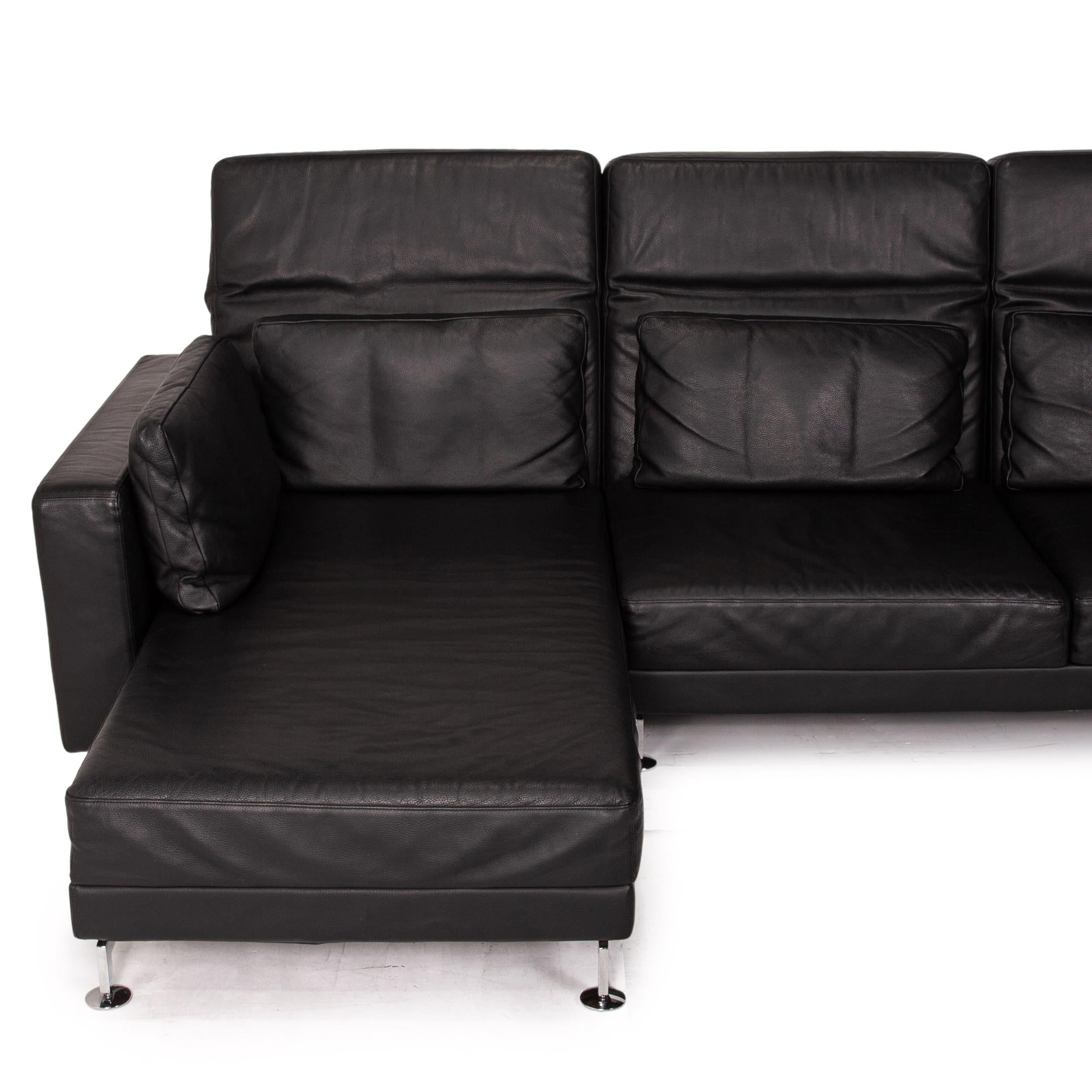 Brühl & Sippold Moule Leather Corner Sofa Black Function Relax Function Couch 3