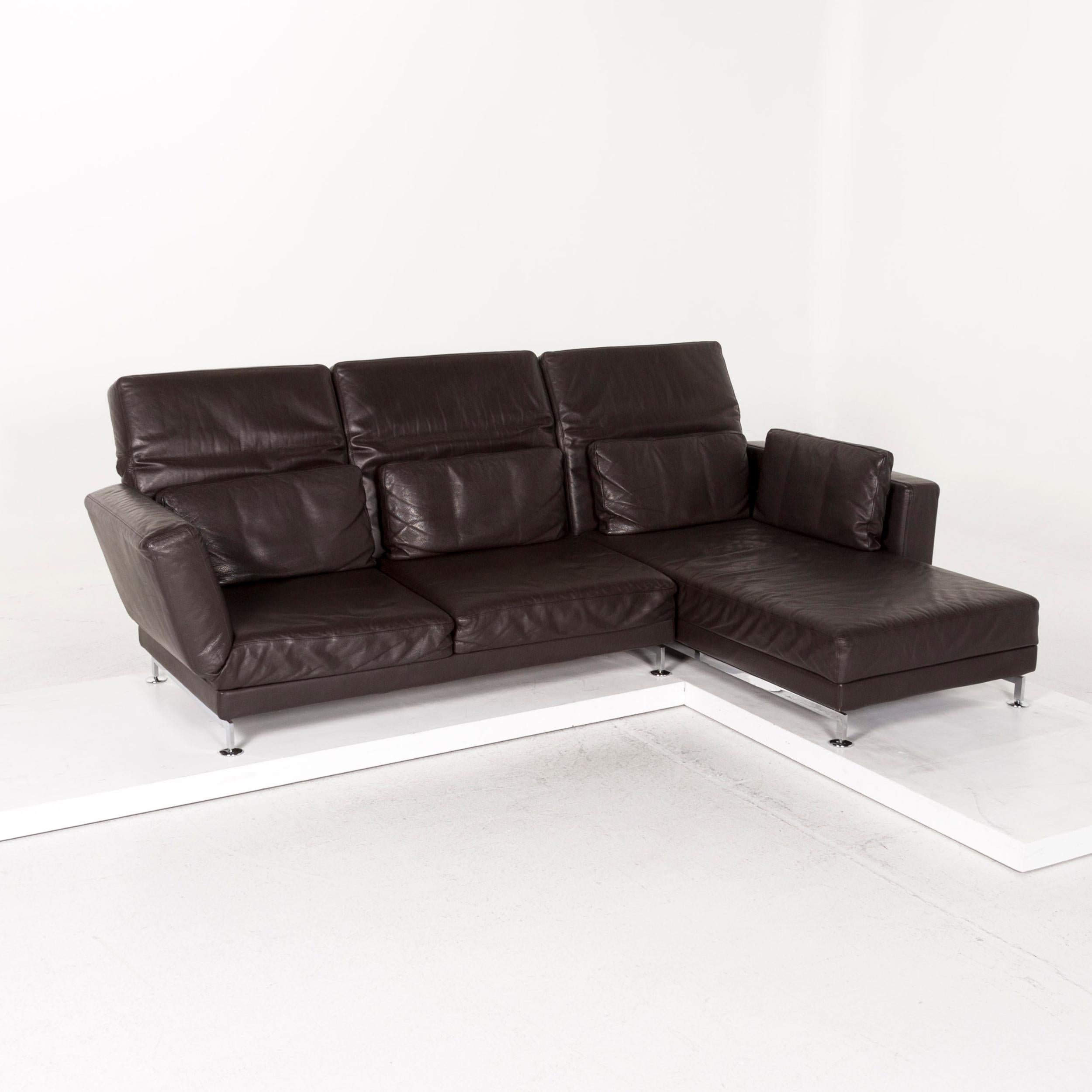 Brühl & Sippold Moule Leather Corner Sofa Brown Sofa Function Relax Function For Sale 4